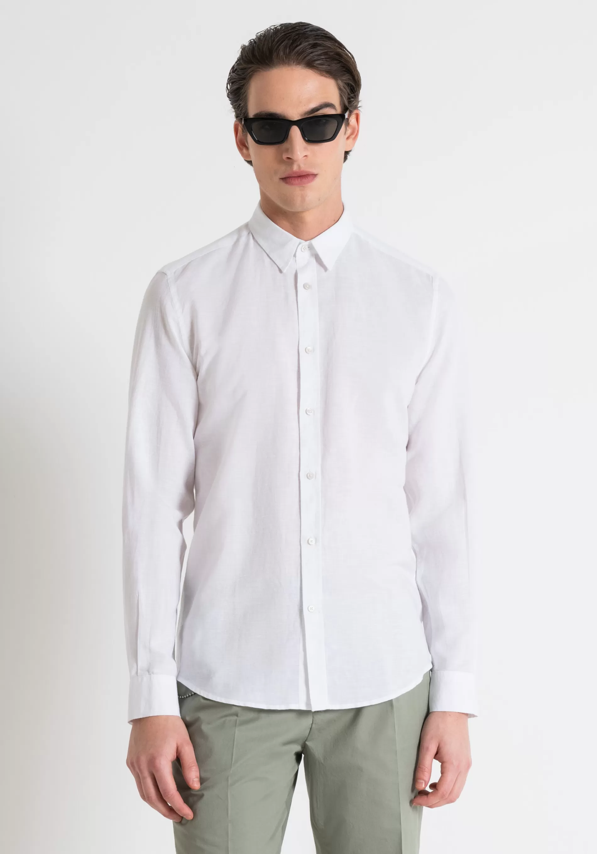 Outlet ALICANTE SLIM FIT SHIRT IN LINEN COTTON BLEND FABRIC Shirts