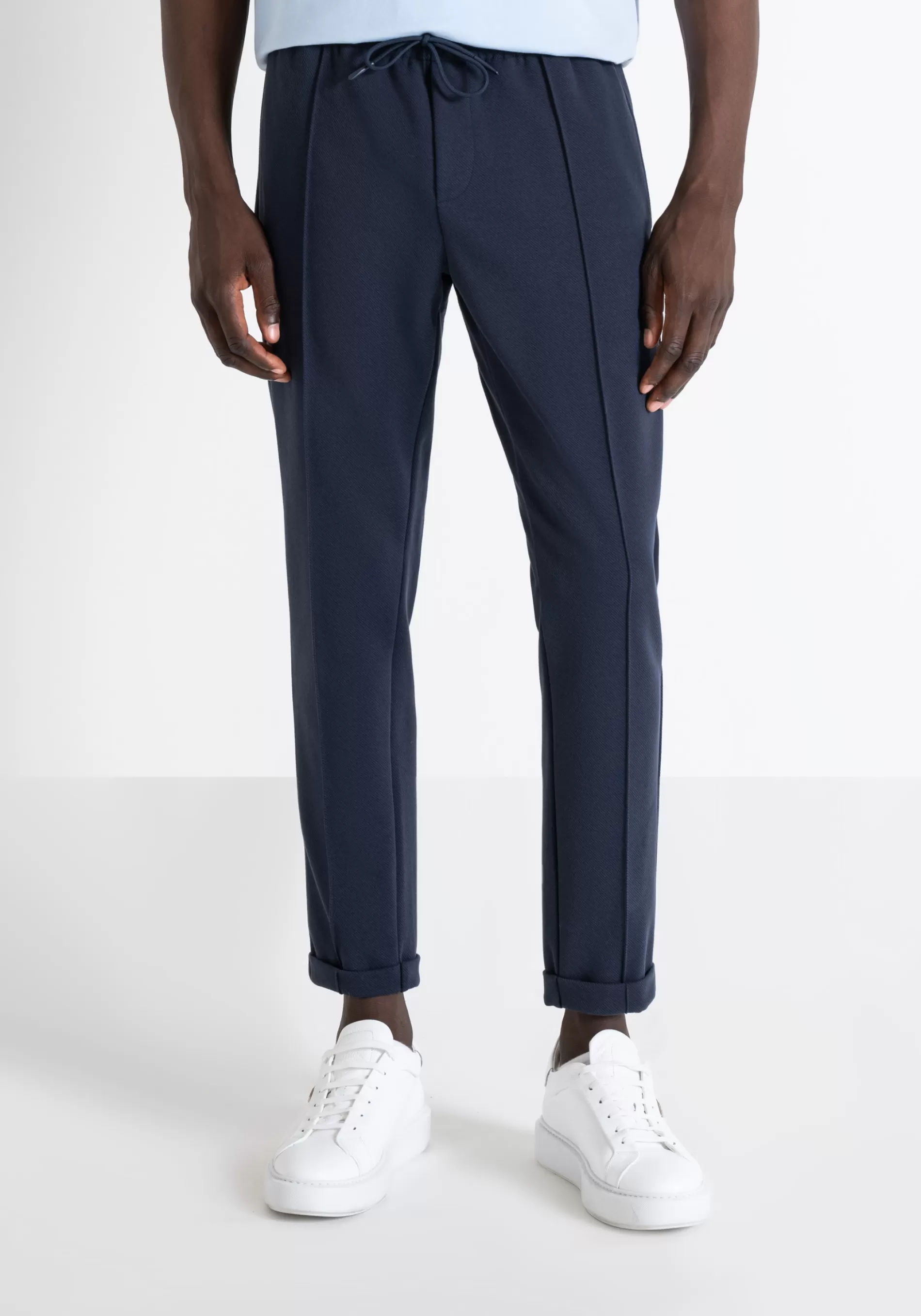 Discount CARROT FIT TROUSERS IN STRETCH COTTON BLEND TWILL WITH LOGO PLAQUE Trousers