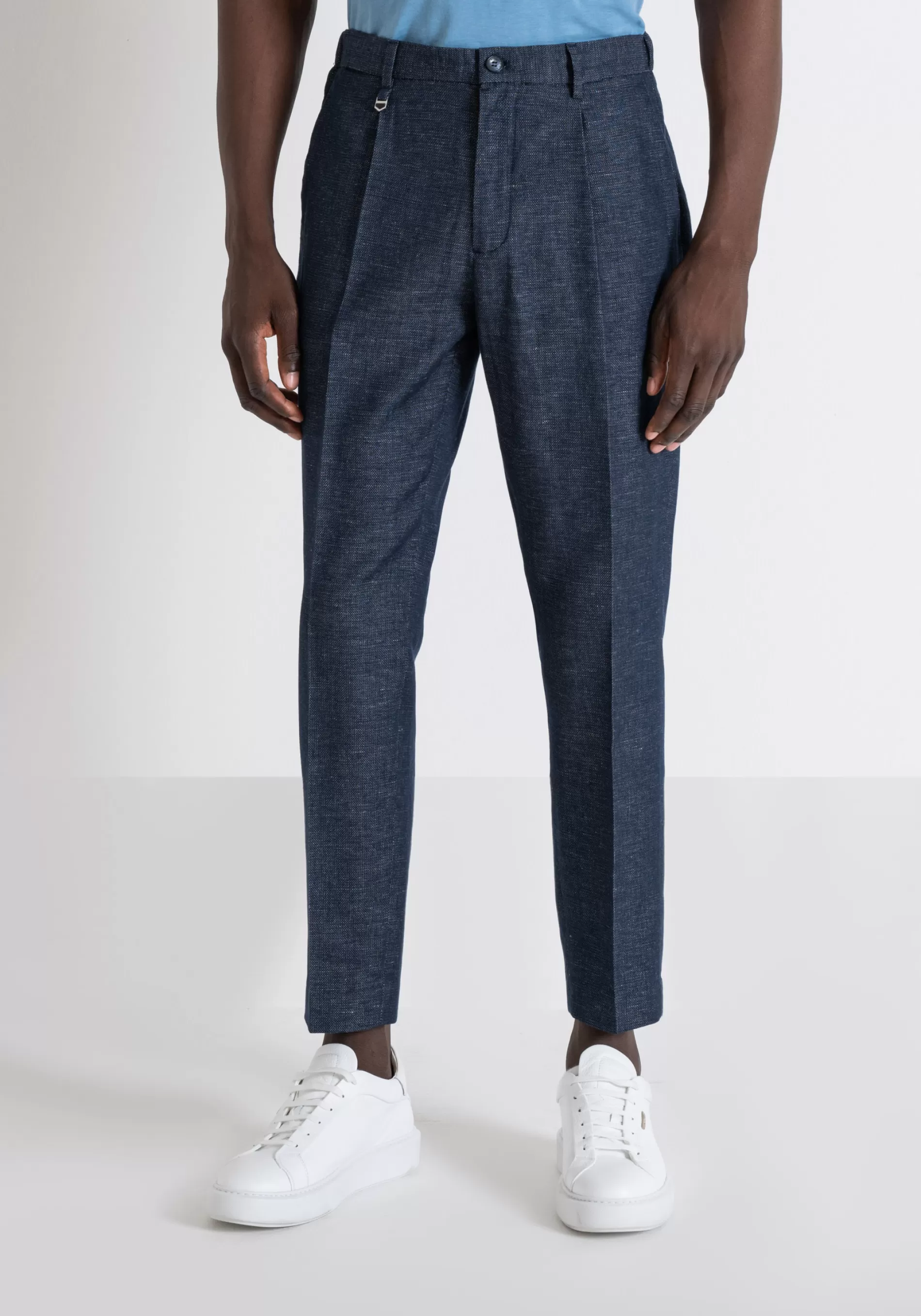 Cheap GUSTAF CARROT FIT TROUSERS IN ARMORED COTTON LINEN Trousers