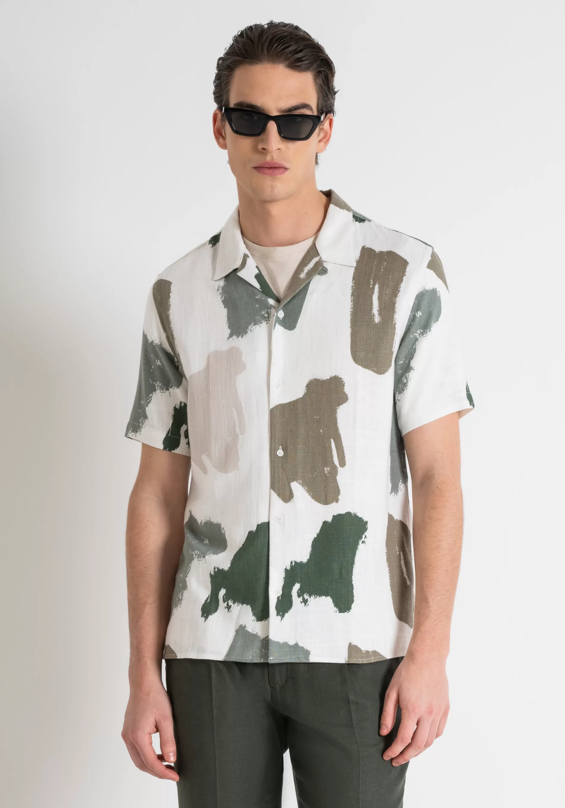 Best Sale HONOLULU REGULAR STRAIGHT FIT SHIRT IN PRINTED LINEN VISCOSE Shirts