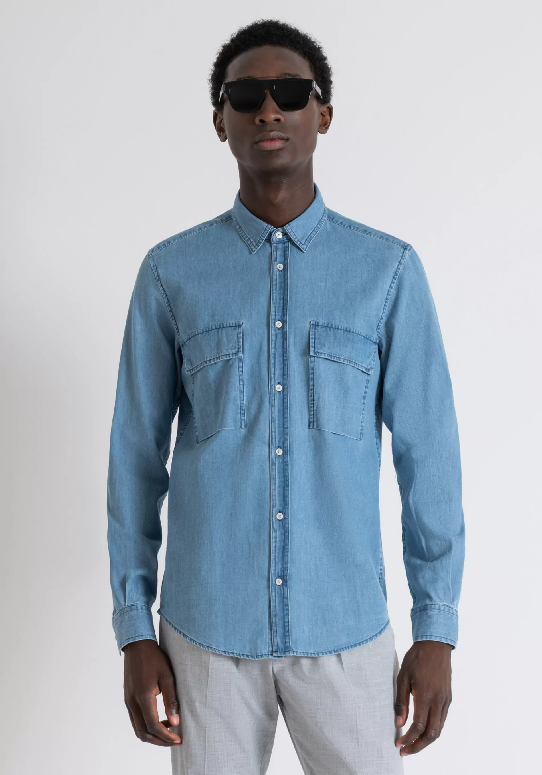 Best ISTANBUL REGULAR FIT SHIRT IN WASHED DENIM COTTON Shirts