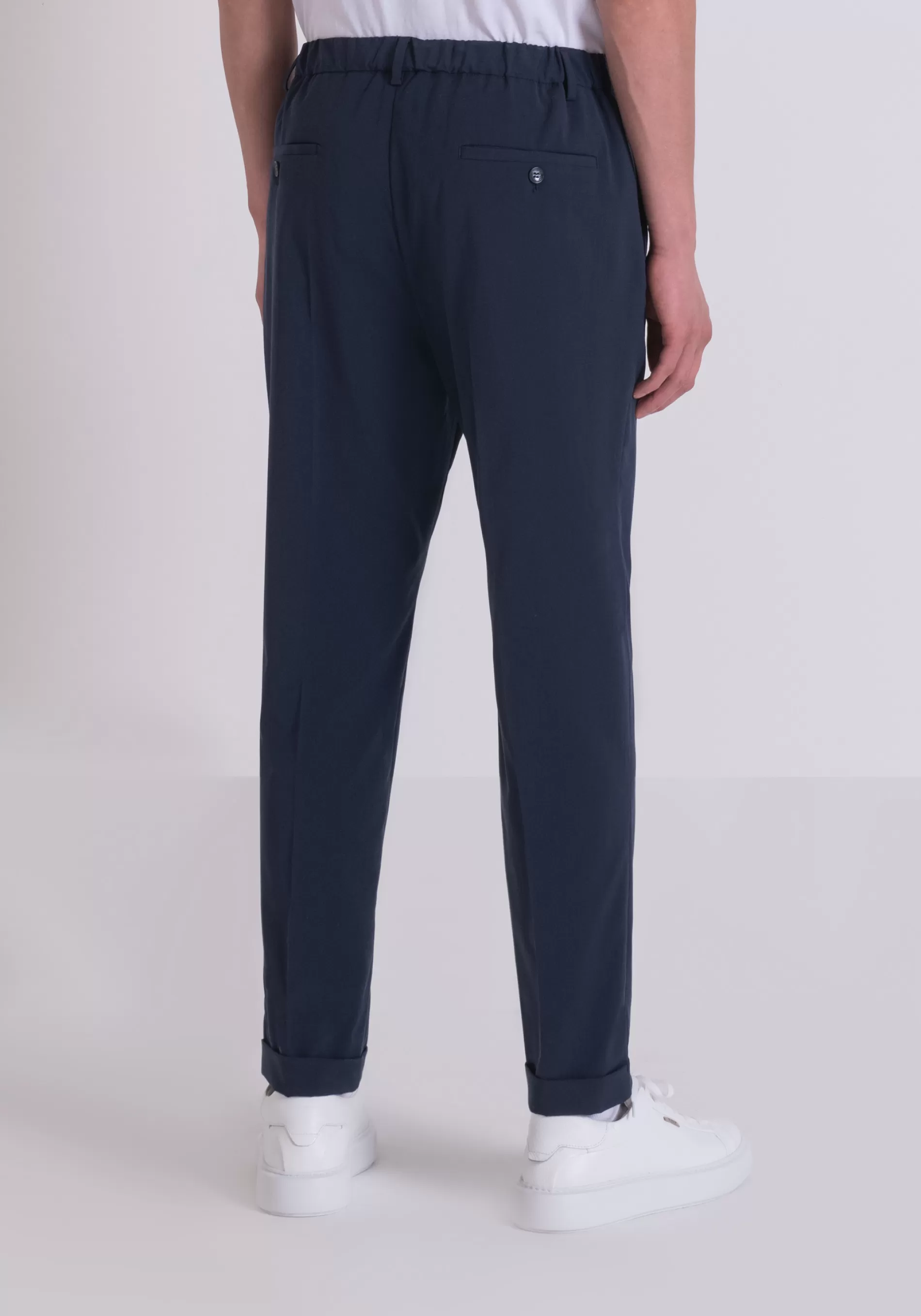 Shop JACOB REGULAR FIT TROUSERS IN ELASTIC VISCOSE BLEND FABRIC Trousers