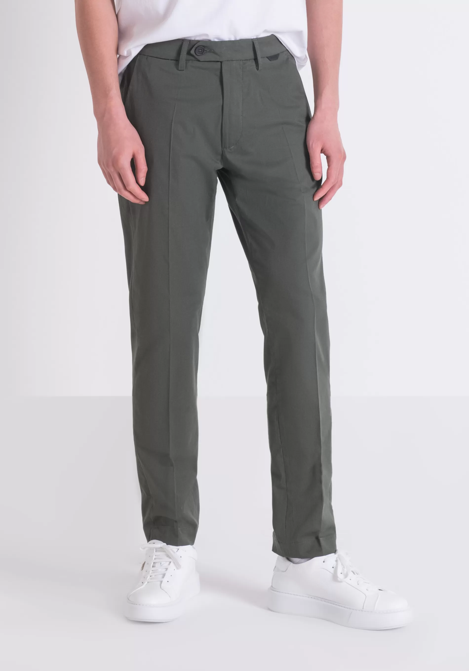 Shop MARK SLIM FIT TROUSERS IN ELASTIC COTTON TWILL Trousers