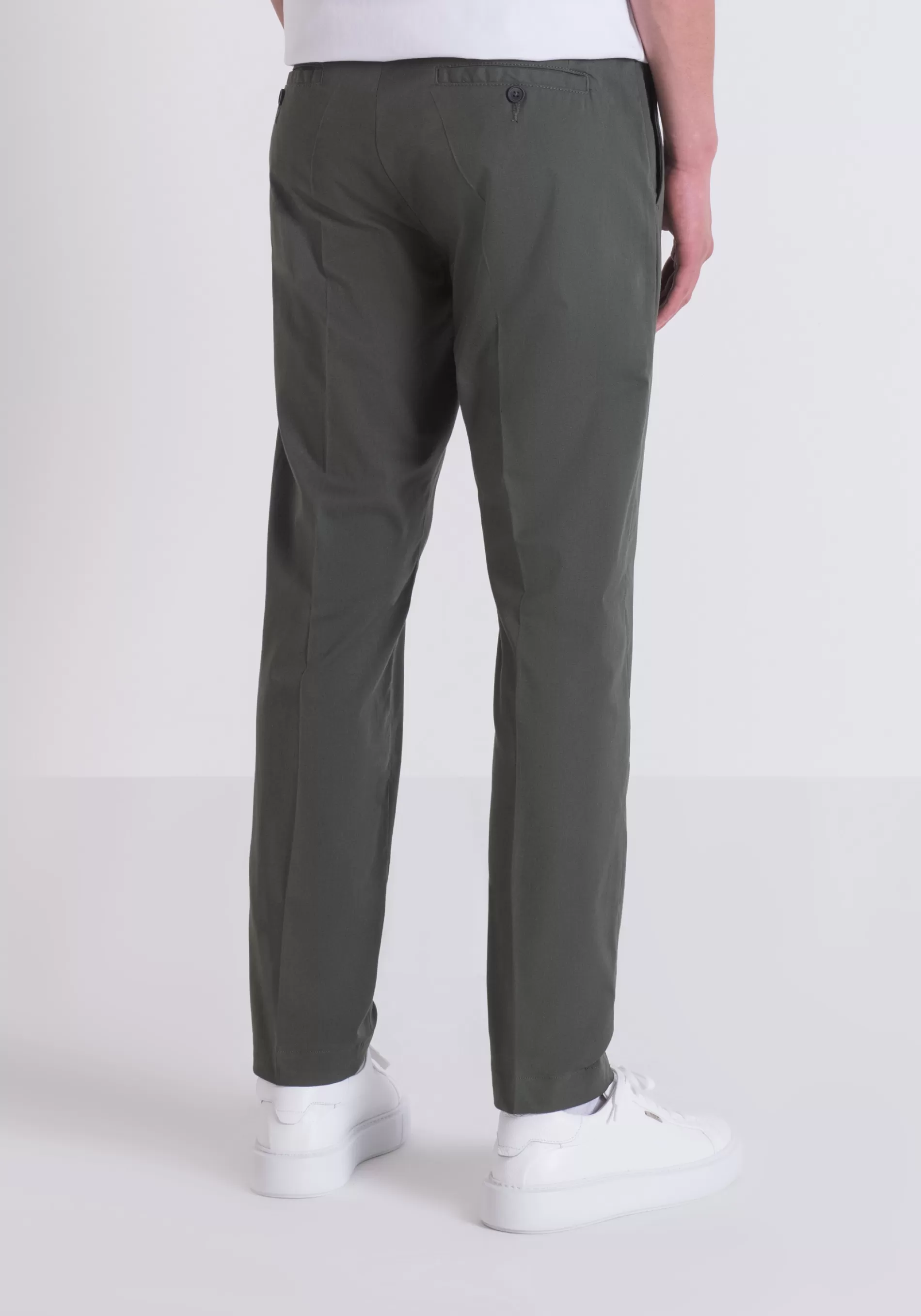 Shop MARK SLIM FIT TROUSERS IN ELASTIC COTTON TWILL Trousers