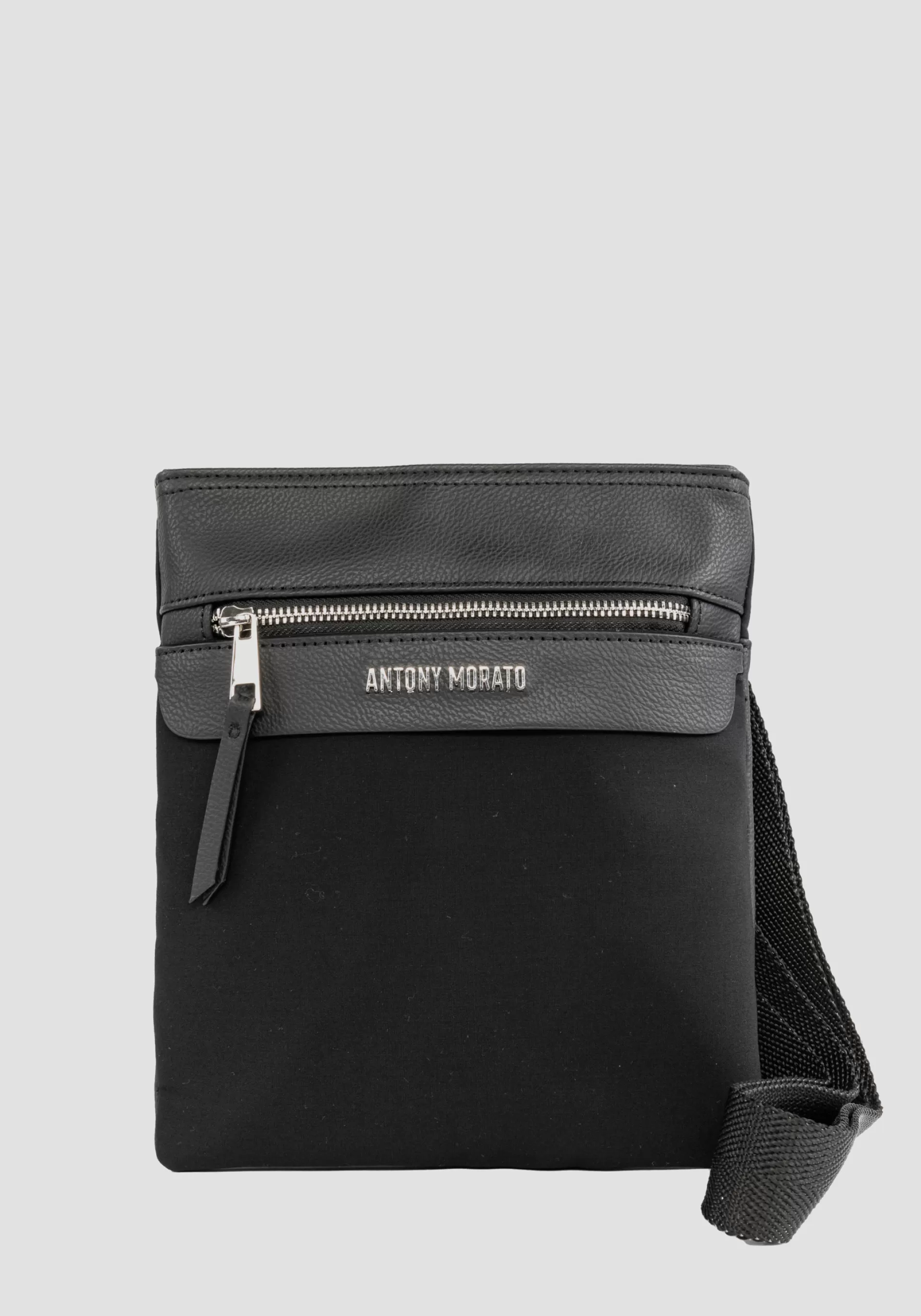 Fashion MESSENGER BAG IN POPLIN AND FAUX LEATHER Handbags