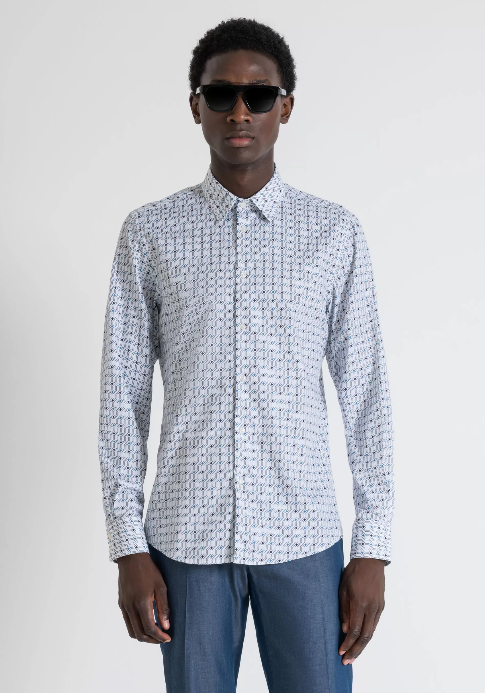 Outlet NAPLES SLIM FIT SHIRT IN PRINTED COTTON Shirts