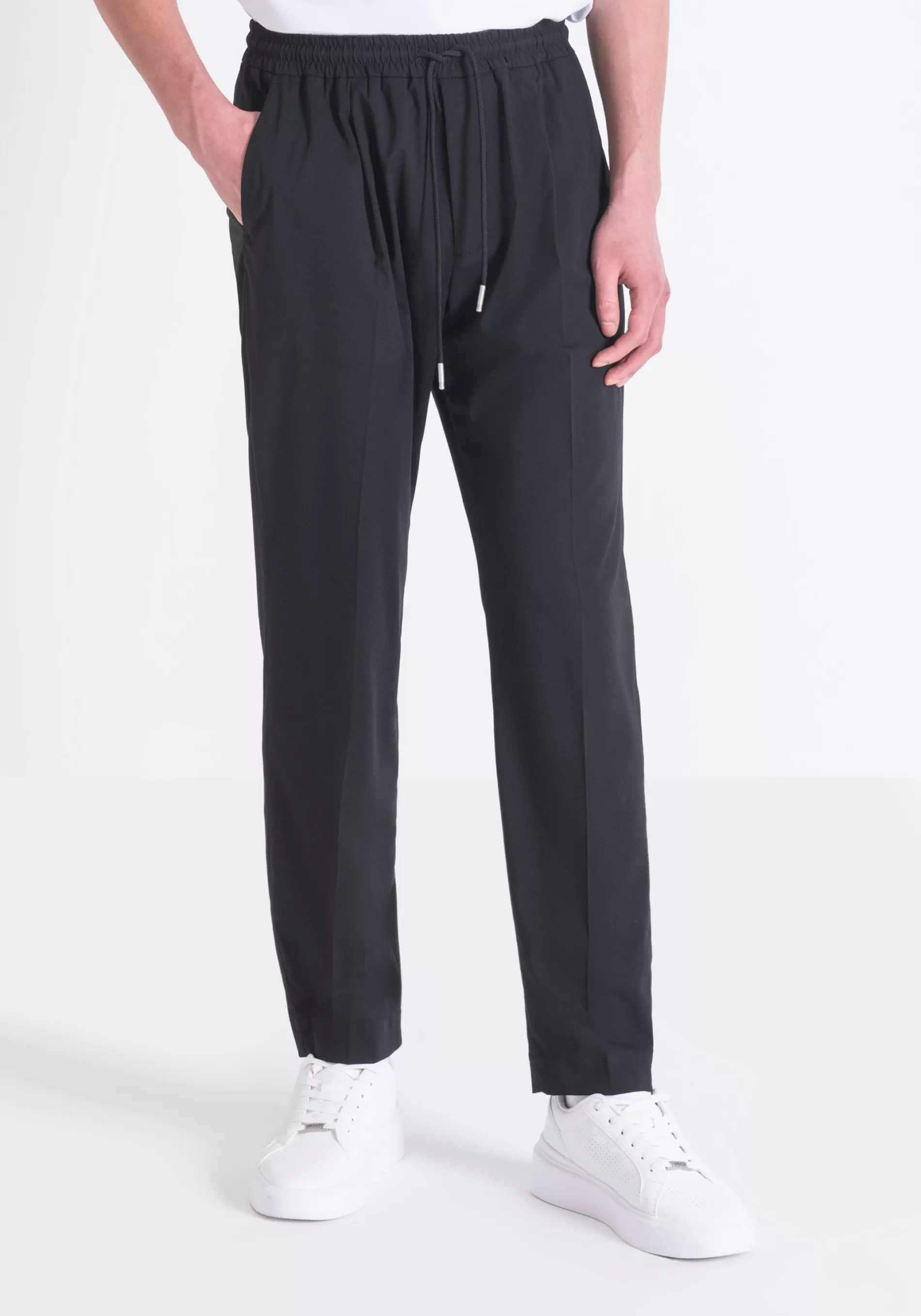 Shop NEIL REGULAR FIT TROUSERS IN ELASTIC VISCOSA BLEND FABRIC Trousers