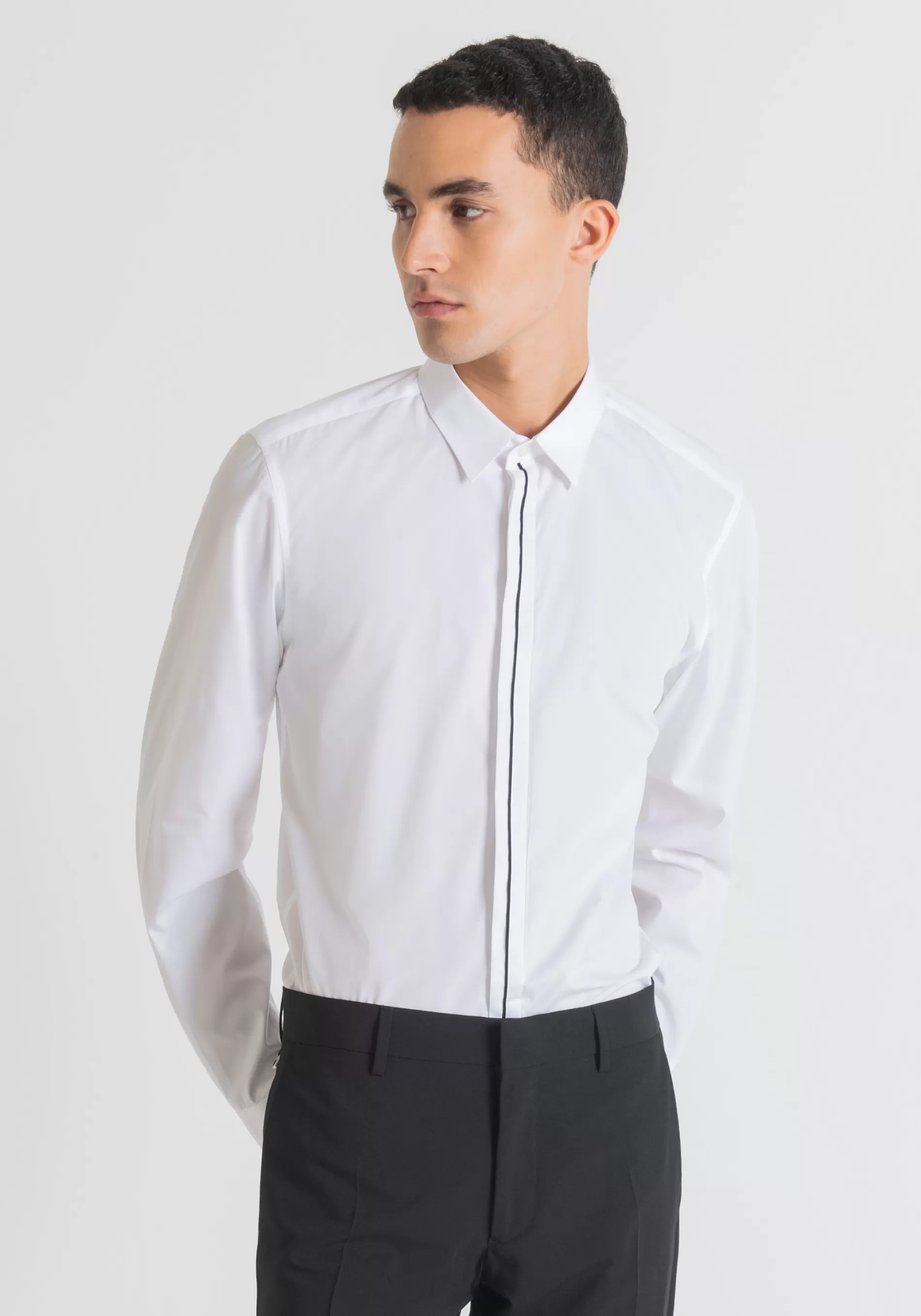 Sale “PARIS” EASY-IRON SLIM FIT SHIRT IN PURE SOFT-TOUCH COTTON WITH CONCEALED BUTTONS Shirts