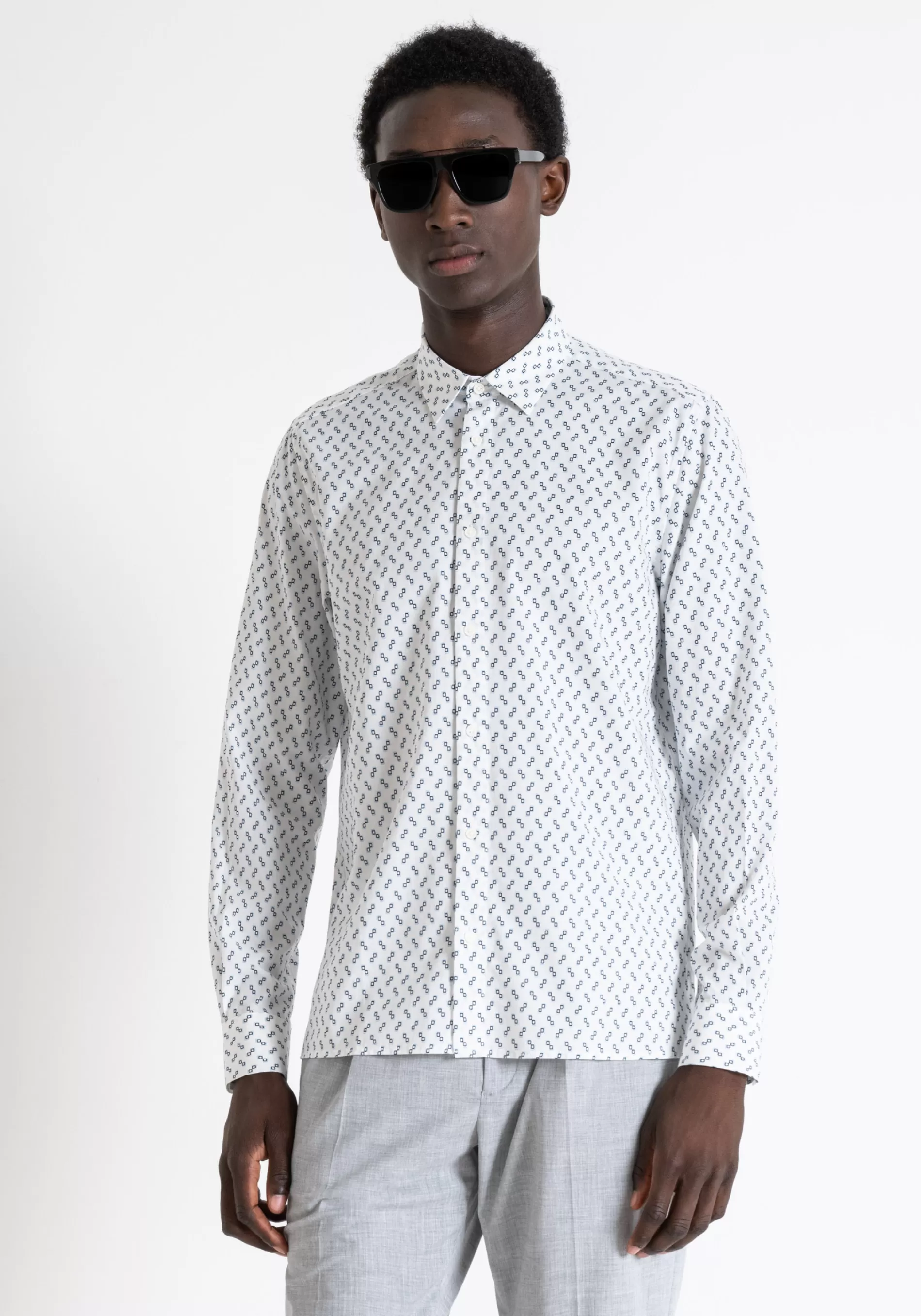 New "BARCELONA" REGULAR STRAIGHT FIT SHIRT IN PRINTED VISCOSE COTTON Shirts