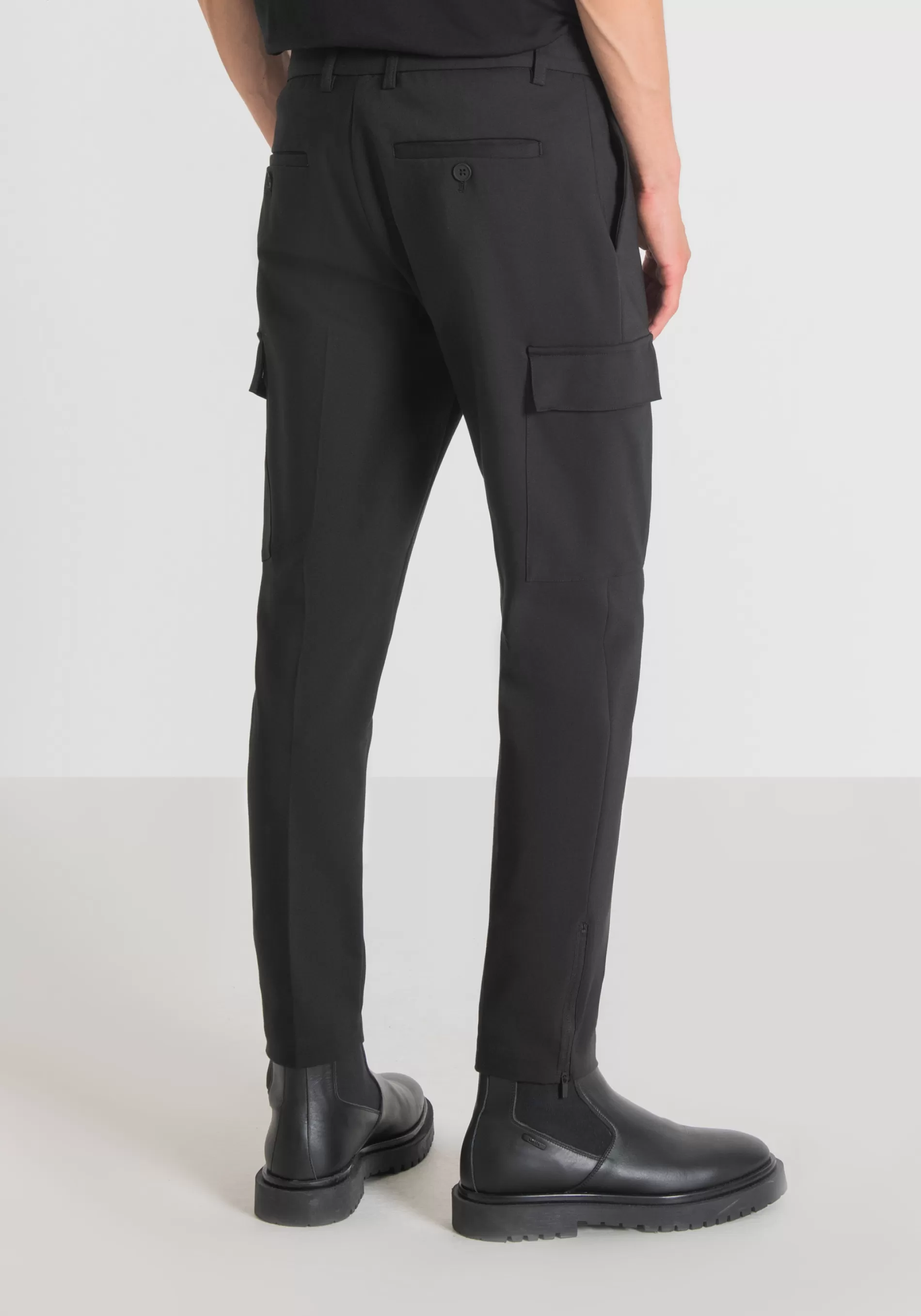 Best "BJORN" SKINNY FIT TROUSERS IN STRETCH COTTON BLEND WITH ZIP ON THE BOTTOM Trousers