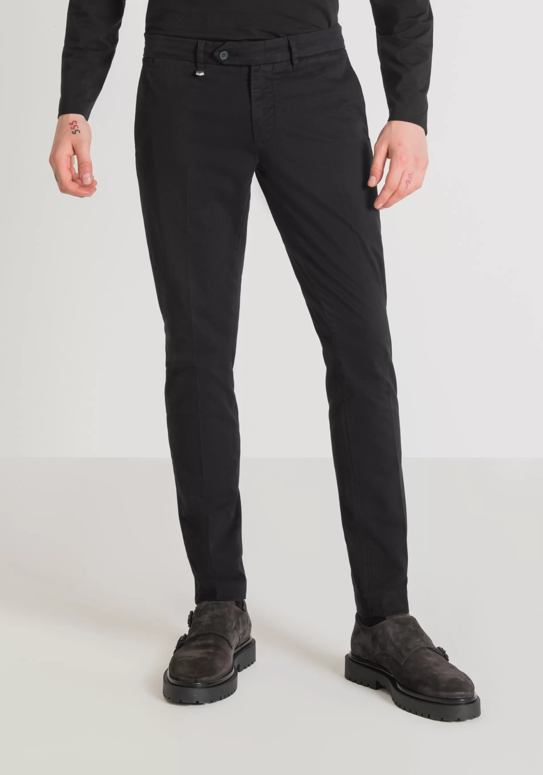 Best Sale "BRYAN" SKINNY FIT TROUSERS IN SOFT MICRO-WEAVE STRETCH COTTON Trousers