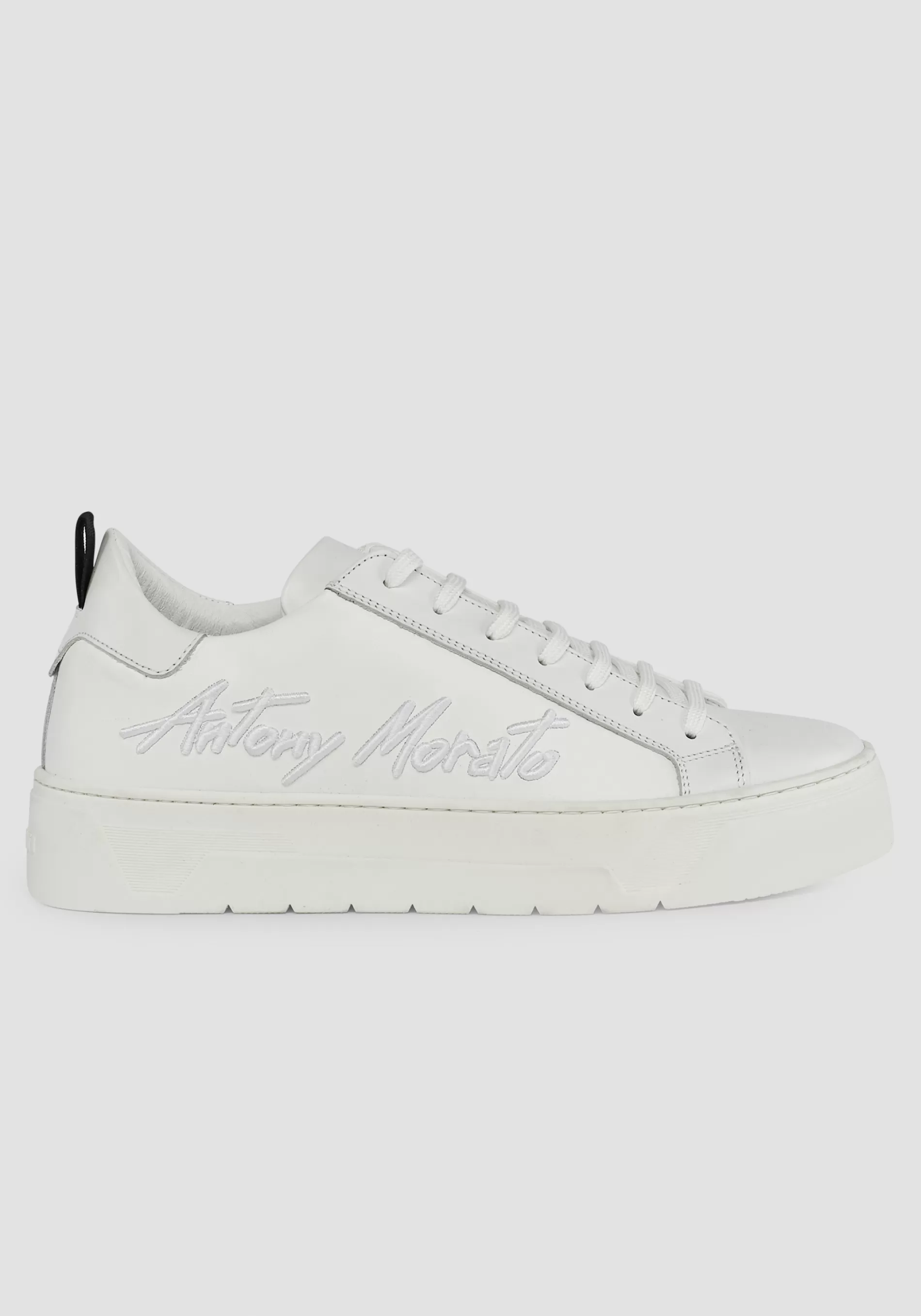 Fashion "FLARE" LOW-TOP SNEAKERS IN 100% LEATHER WITH SIDE LOGO Sneakers