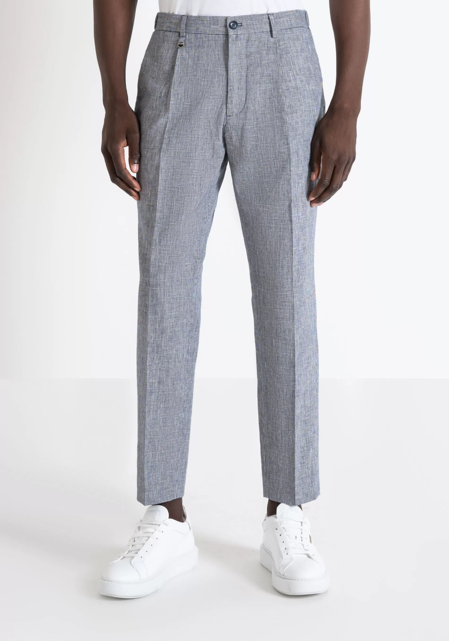 Online "GUSTAF" CARROT FIT TROUSERS IN COTTON LINEN Trousers