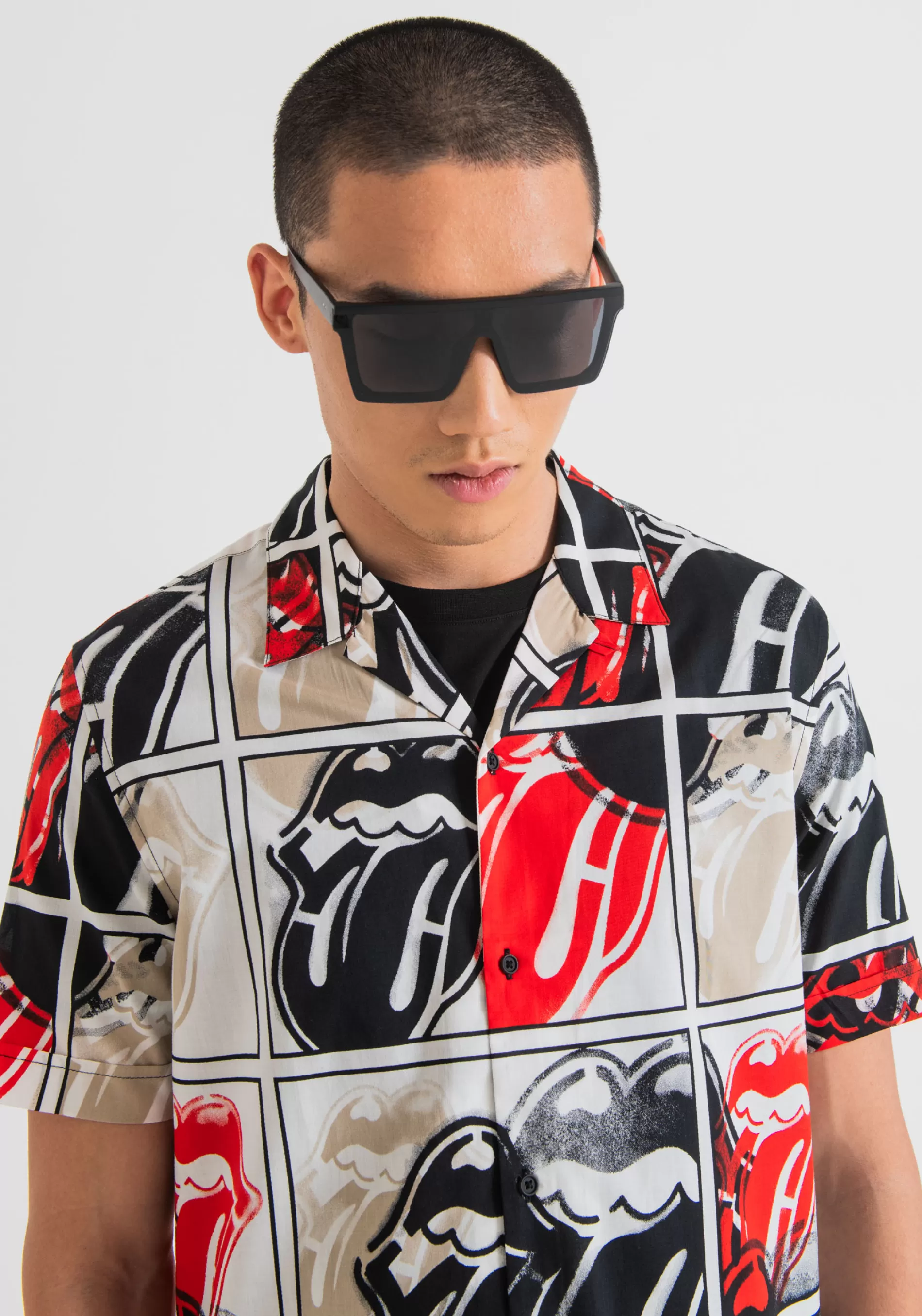 Store "HONOLULU" REGULAR STRAIGHT FIT SHIRT IN COTTON VISCOSE BLEND FABRIC WITH ROLLING STONES PRINT Shirts