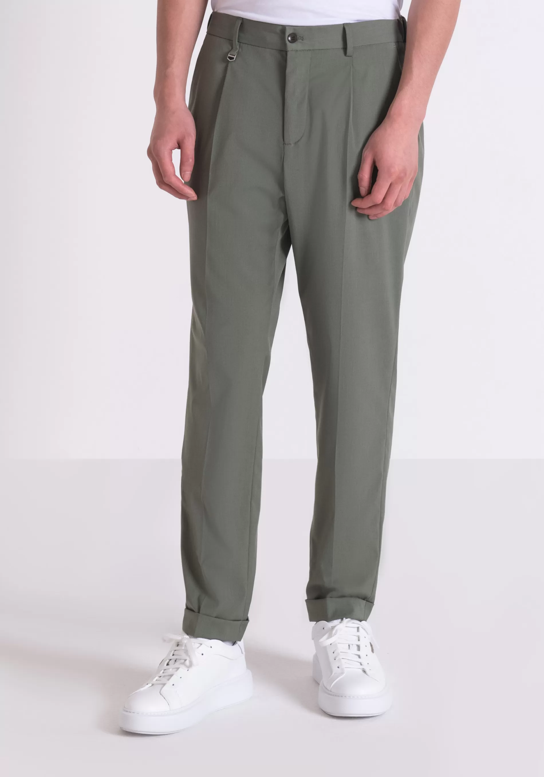 Outlet "JACOB" REGULAR FIT TROUSERS IN ELASTIC VISCOSE BLEND FABRIC Trousers