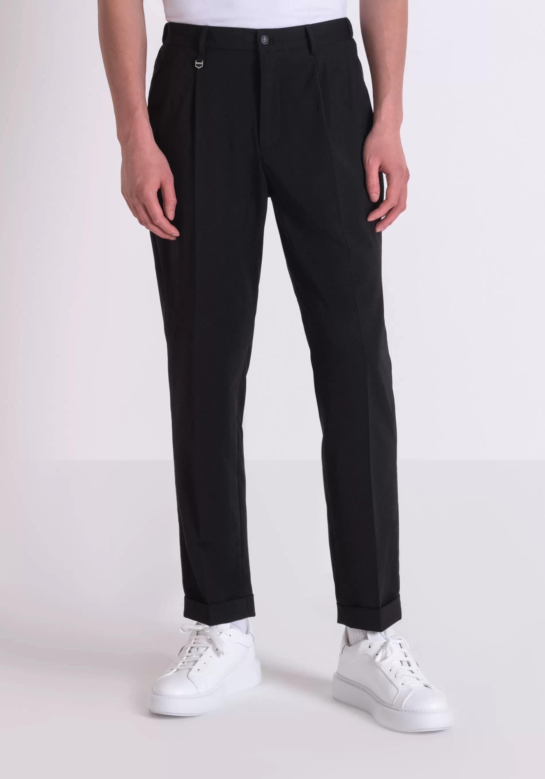 Outlet "JACOB" REGULAR FIT TROUSERS IN ELASTIC VISCOSE BLEND FABRIC Trousers