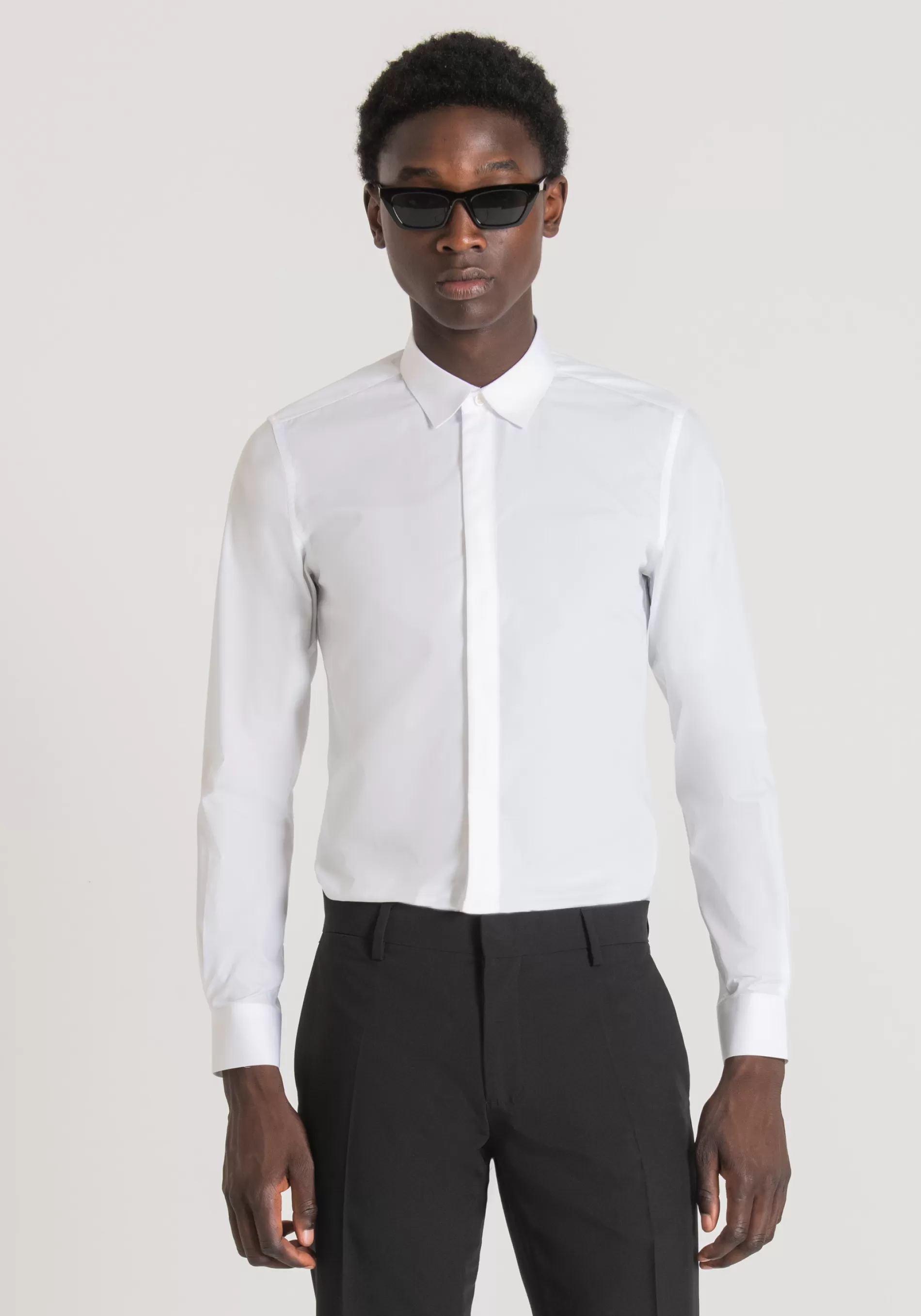 Best "LONDON" SLIM-FIT SHIRT IN EASY-IRON COTTON WITH CONCEALED BUTTONS Shirts