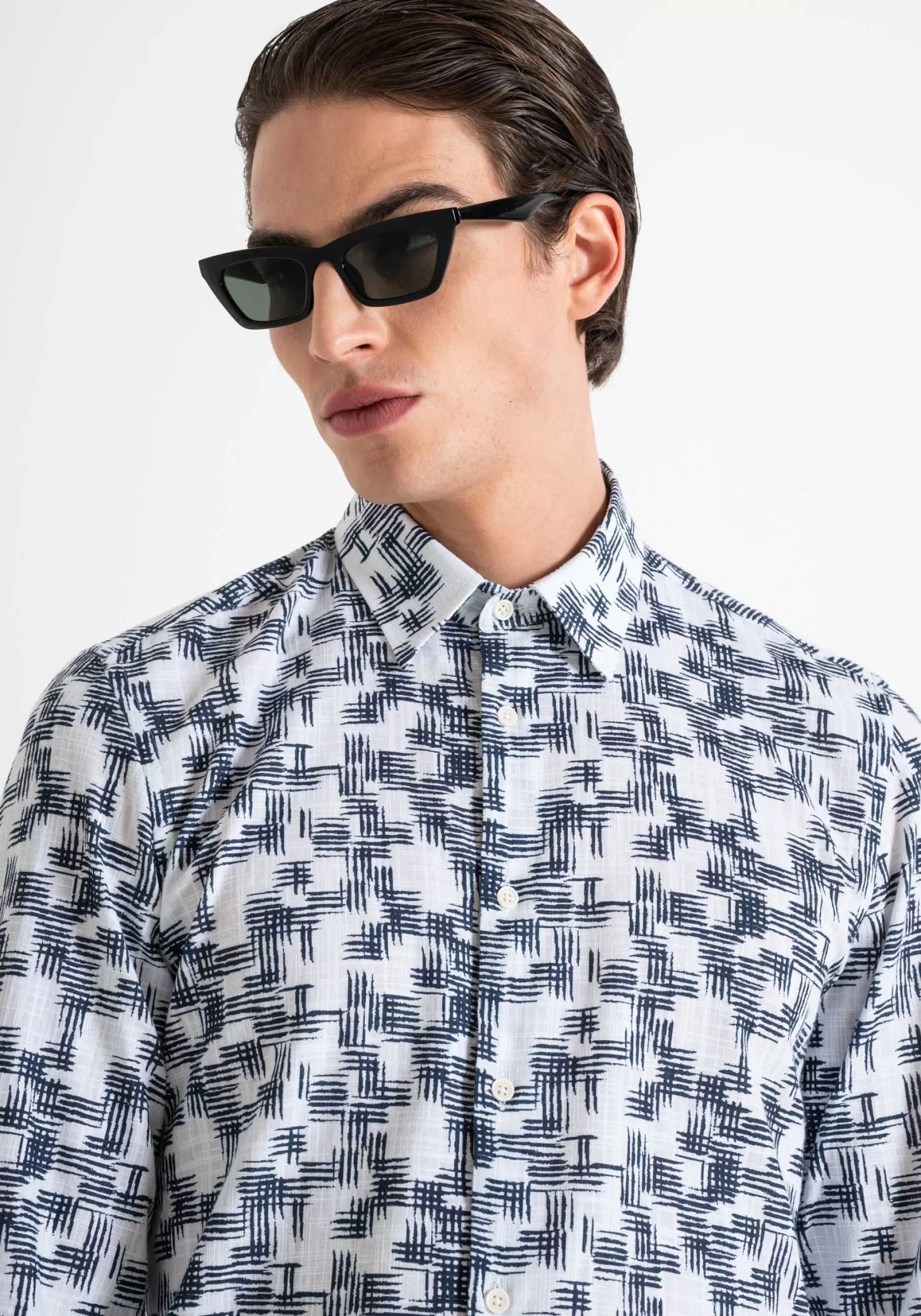 Outlet "NAPOLI" SLIM FIT SHIRT IN FLAMED PRINTED COTTON Shirts