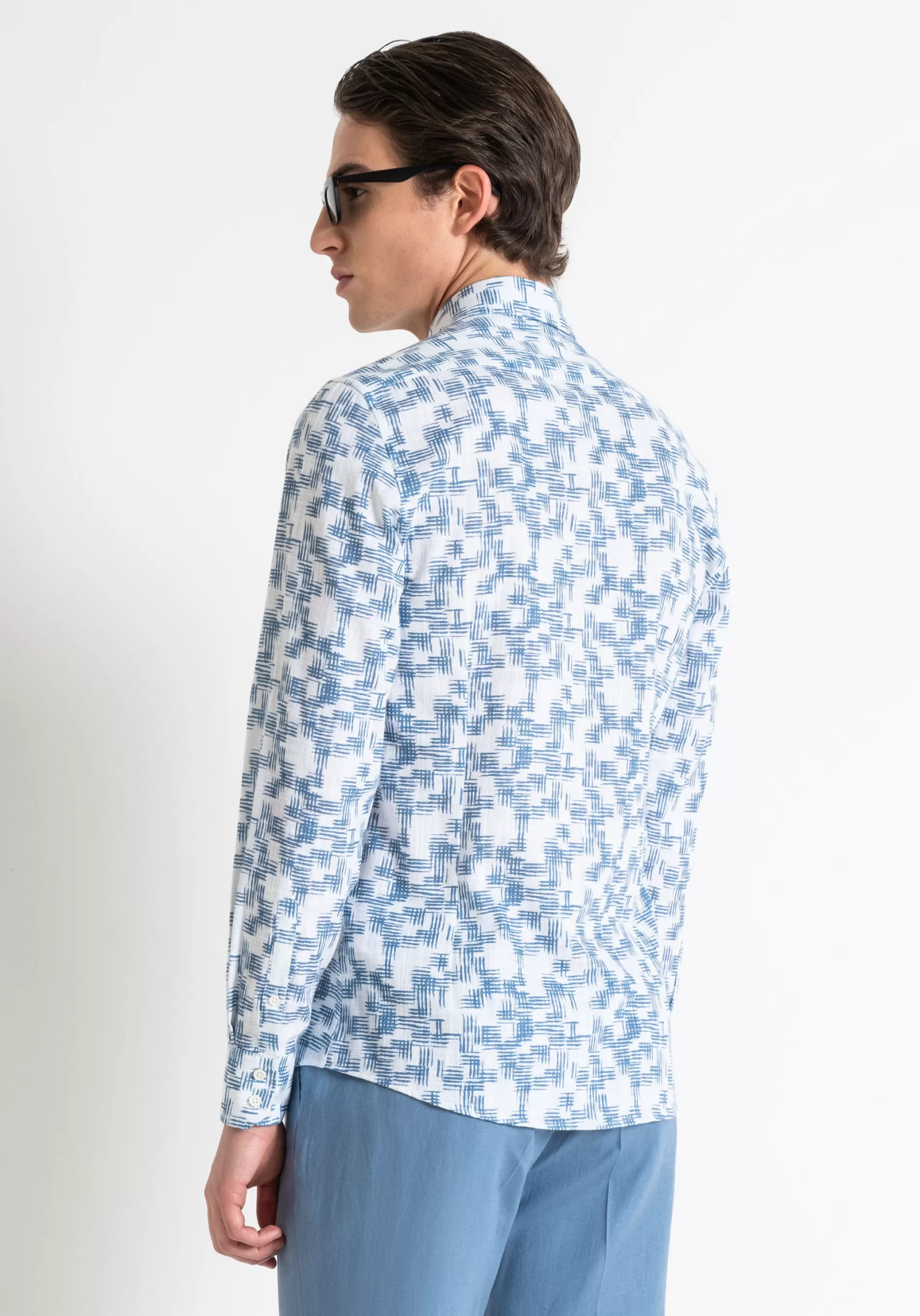 Shop "NAPOLI" SLIM FIT SHIRT IN FLAMED PRINTED COTTON Shirts