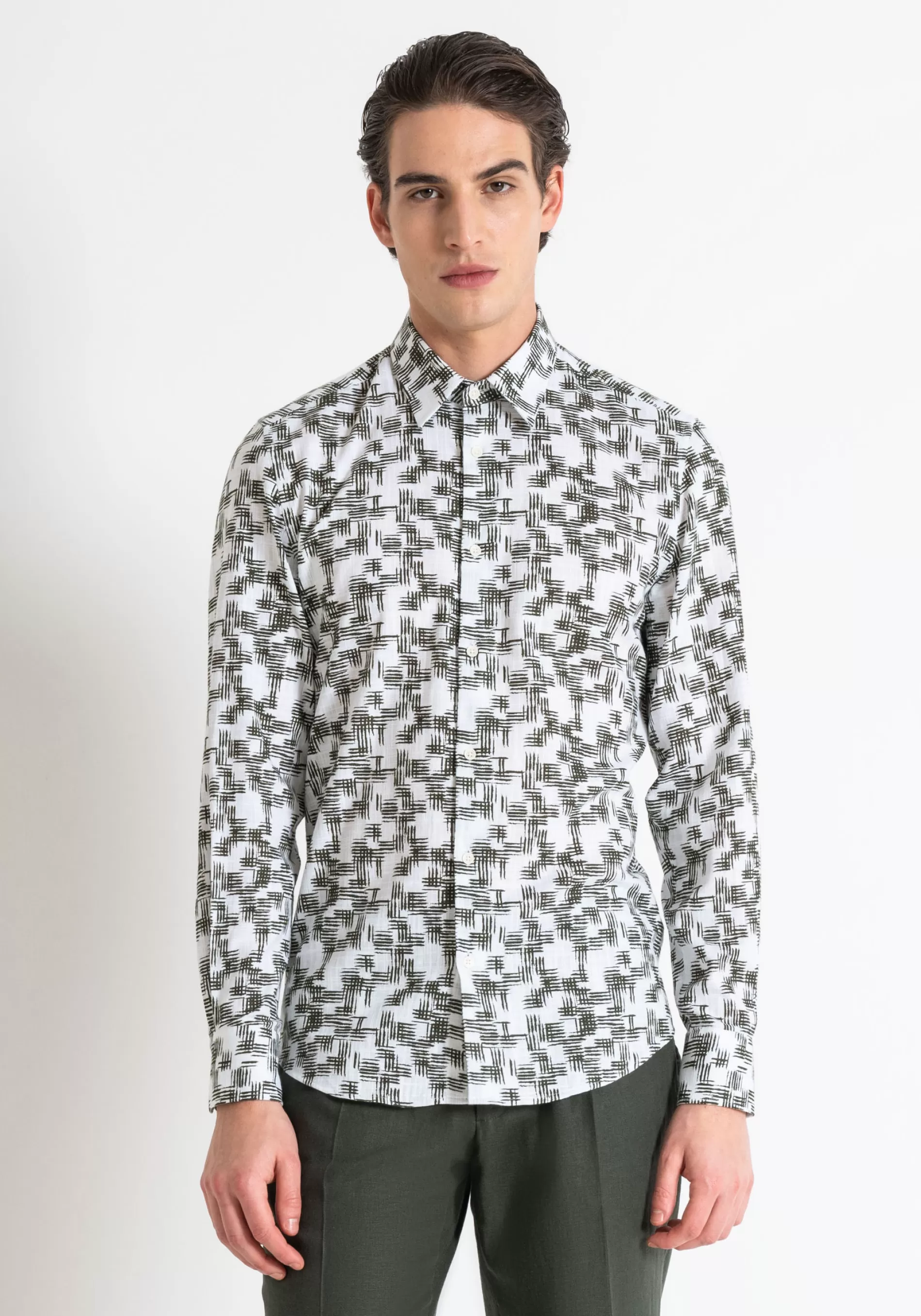 Hot "NAPOLI" SLIM FIT SHIRT IN FLAMED PRINTED COTTON Shirts