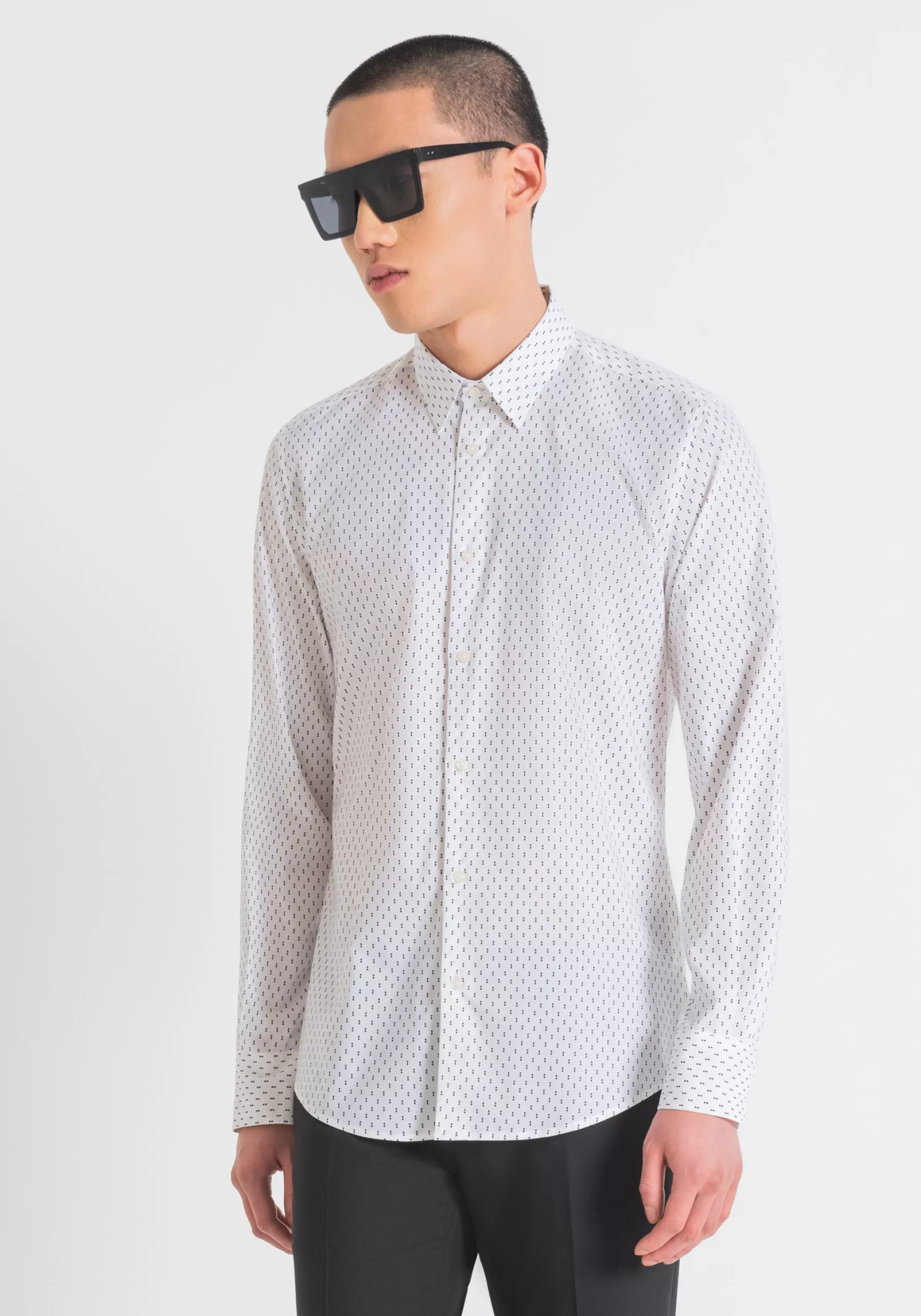 Fashion "NAPOLI" SLIM FIT SHIRT IN SOFT-FEEL COTTON WITH ALL-OVER MICRO PRINT Shirts