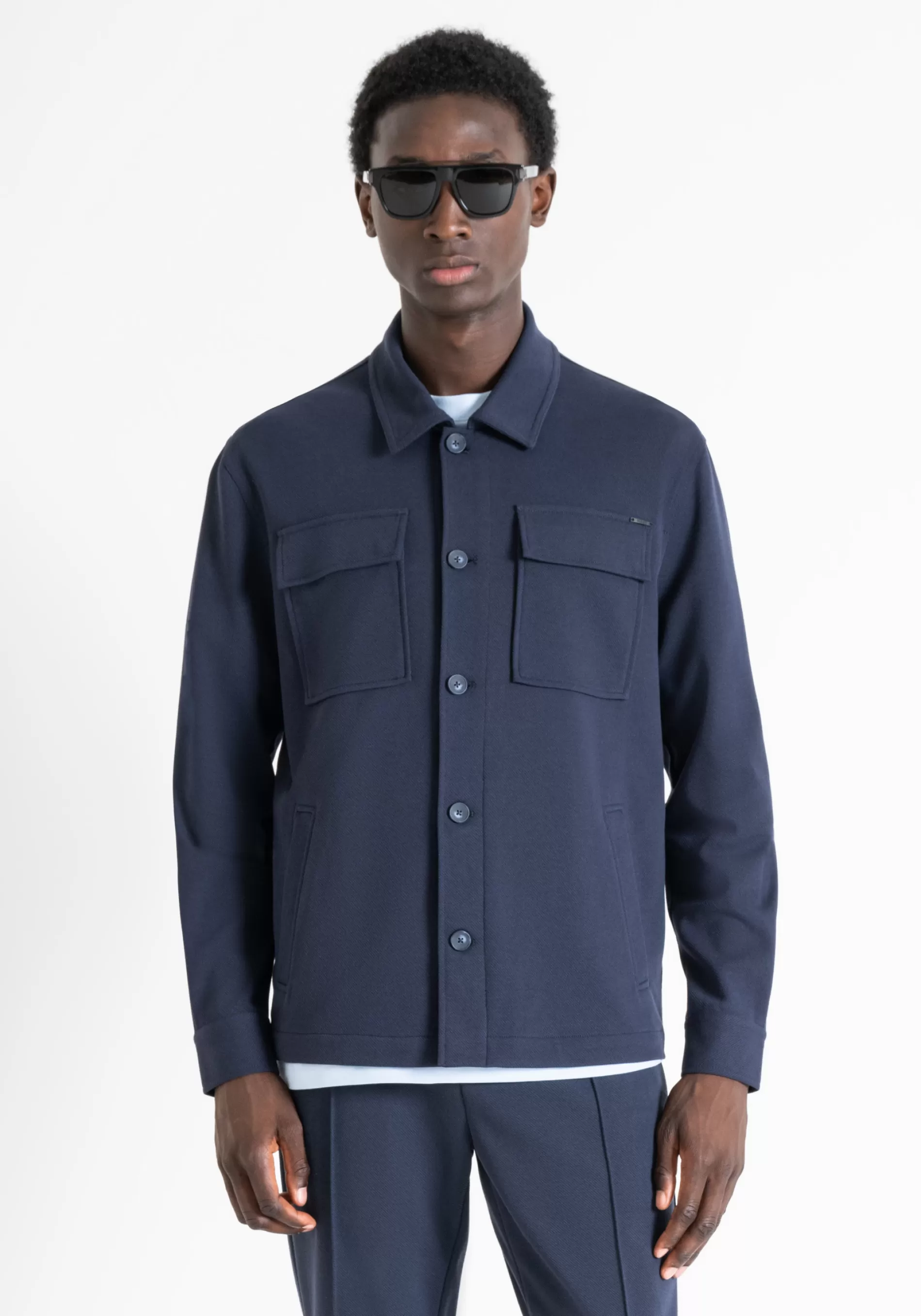 Outlet "OSLO" STRAIGHT FIT SHIRT IN STRETCH COTTON TWILL WITH POCKETS Shirts
