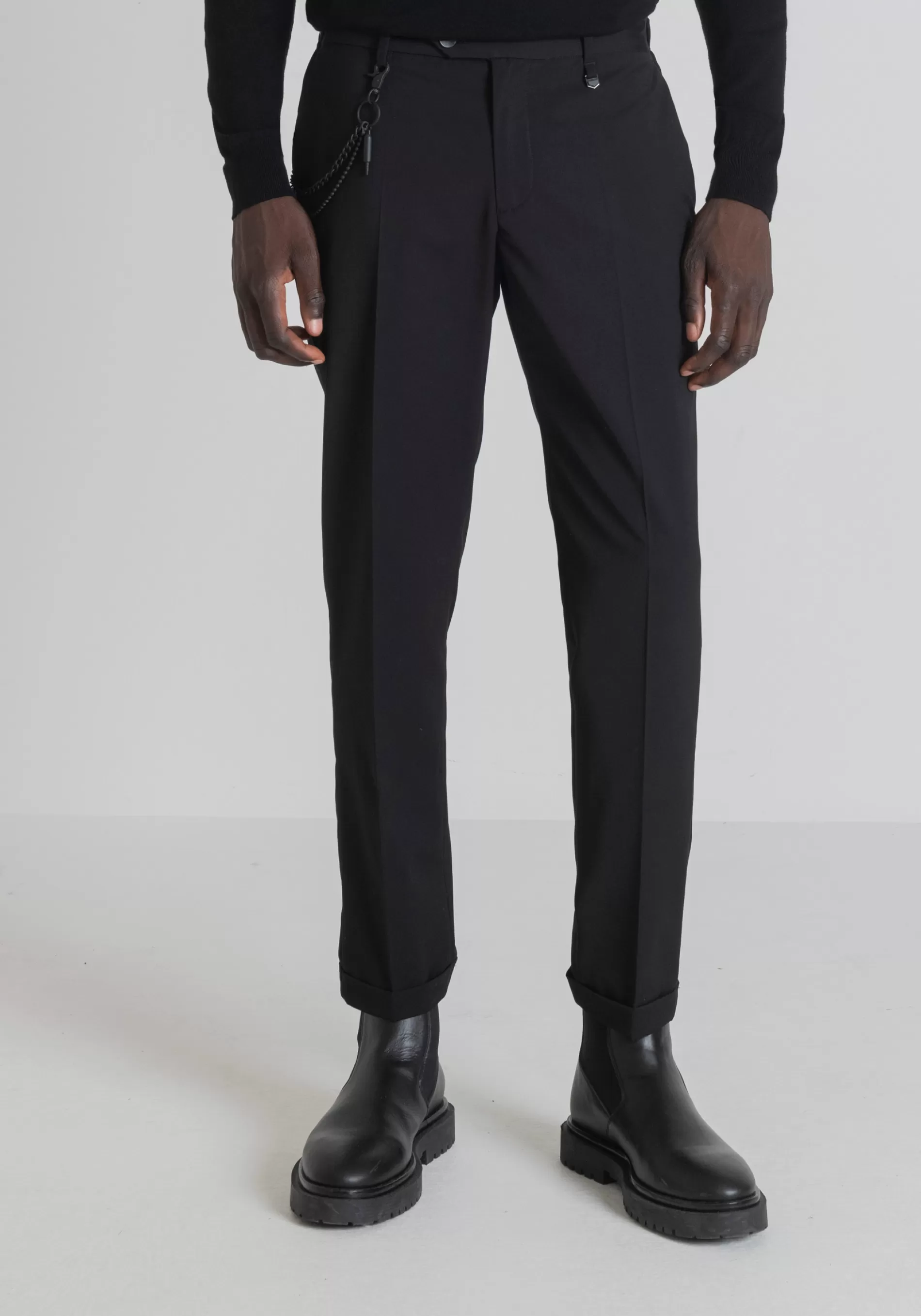 Best "RAD" SLIM-FIT ANKLE-LENGTH TROUSERS WITH CENTRAL CREASE Trousers