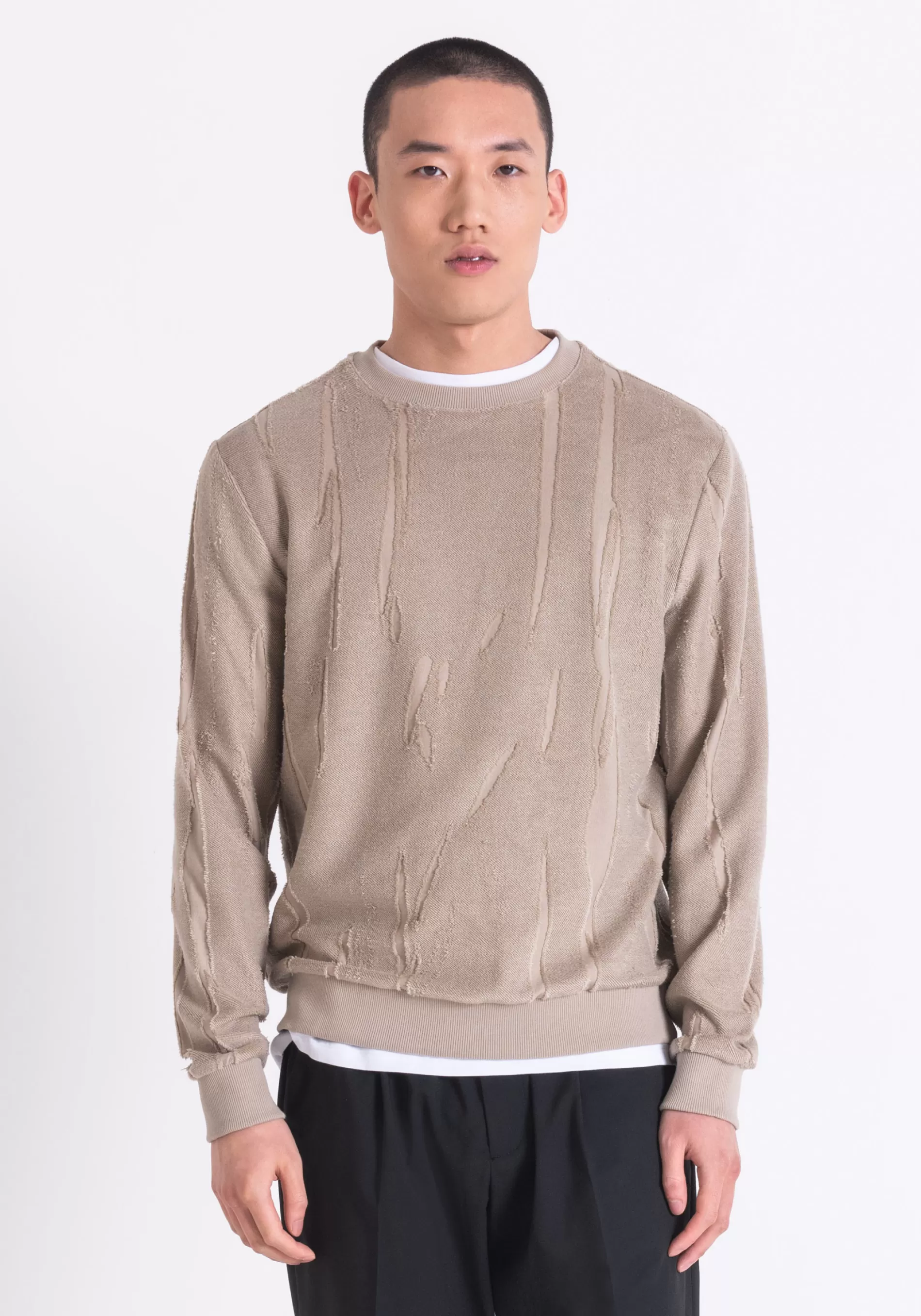 Fashion REGULAR FIT DEVORÉ EFFECT COTTON SWEATSHIRT Sweatshirts