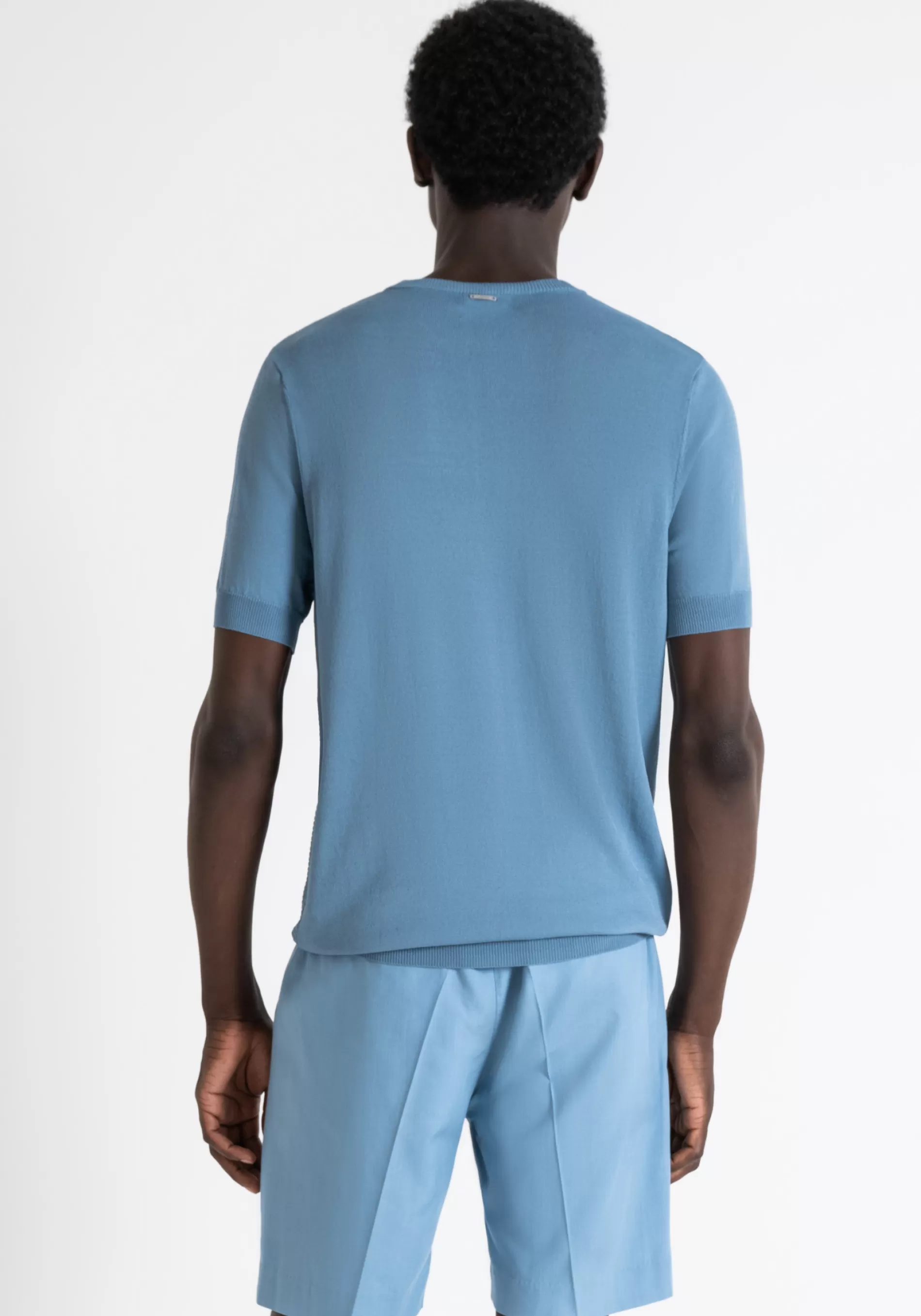Shop REGULAR FIT MESH IN VISCOSE MIXED FILTO WITH JACQUARD MESH T-shirts and Polo | Knitwear