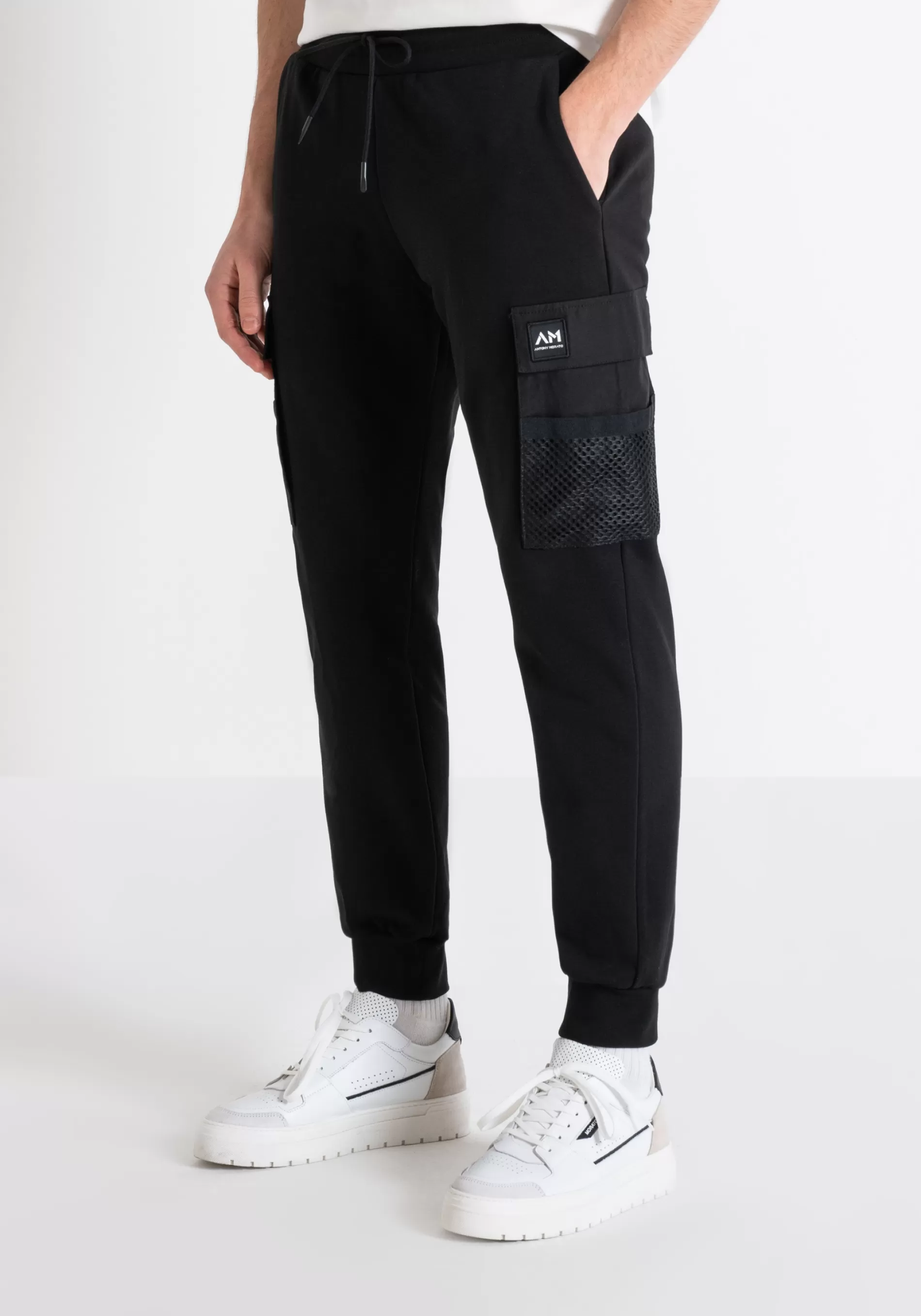 Best Sale REGULAR FIT SWEATPANTS IN SUSTAINABLE COTTON-POLYESTER BLEND WITH LOGO PATCH Trousers