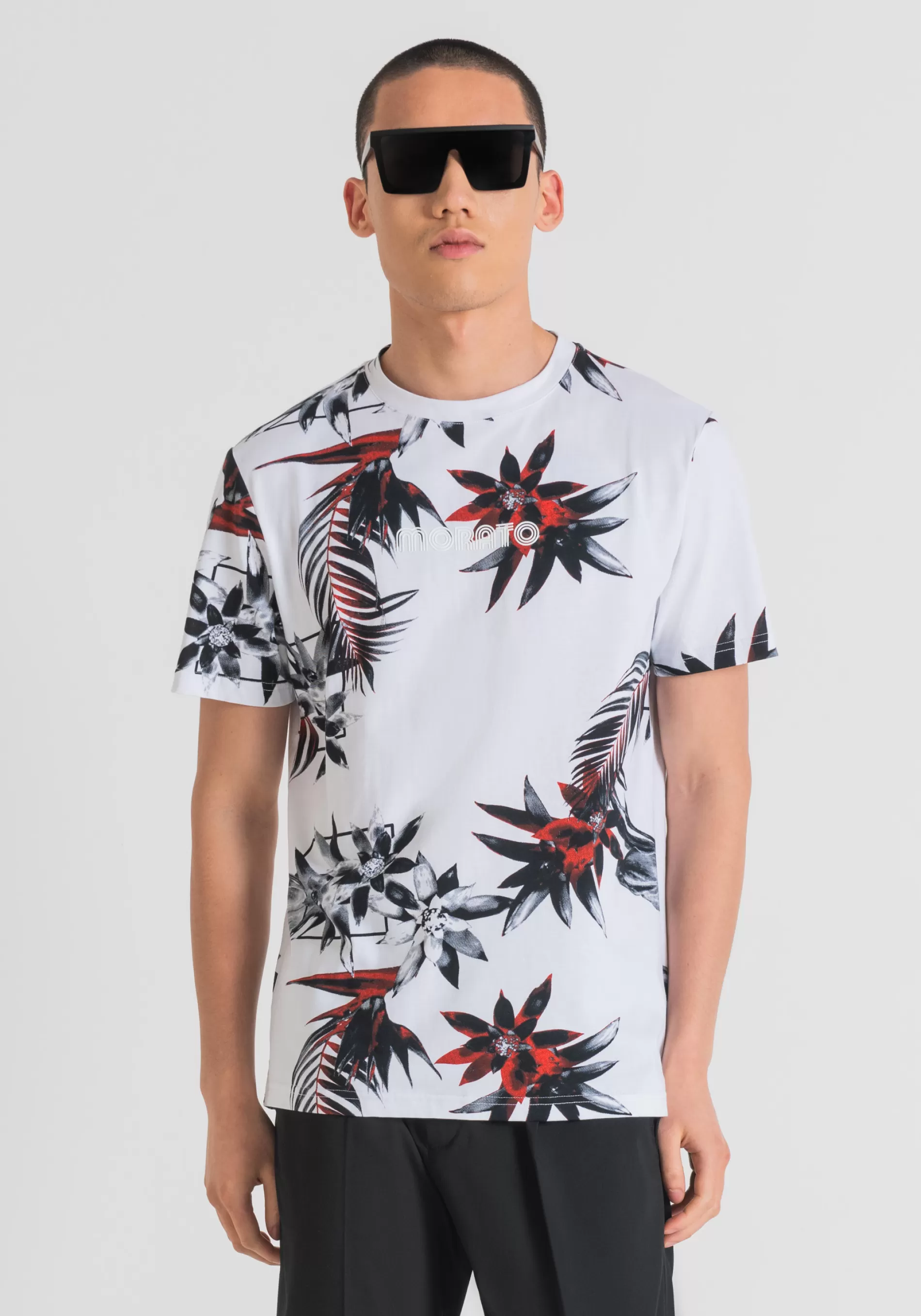 Shop REGULAR FIT T-SHIRT IN COTTON JERSEY WITH ALL-OVER FLORAL PRINT T-shirts and Polo