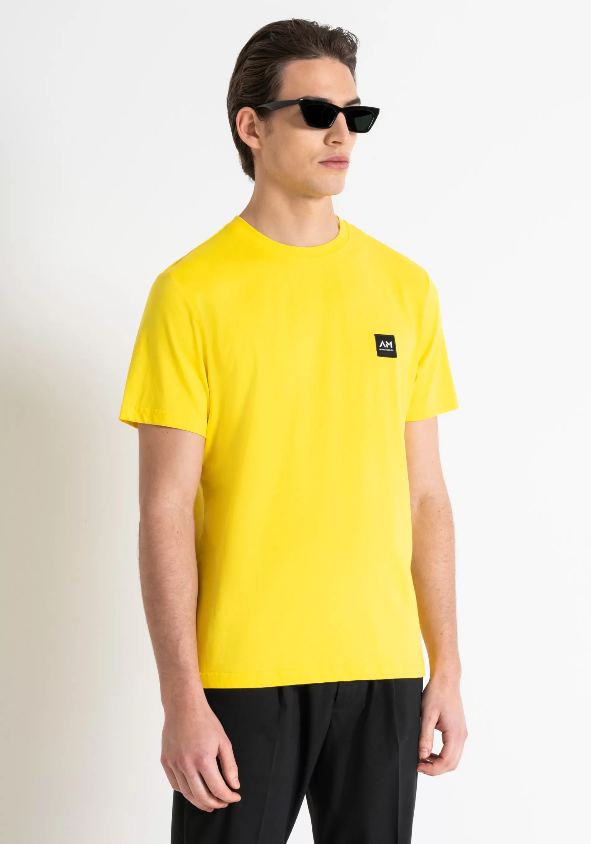 Outlet REGULAR FIT T-SHIRT IN COTTON JERSEY WITH LOGO PATCH T-shirts and Polo