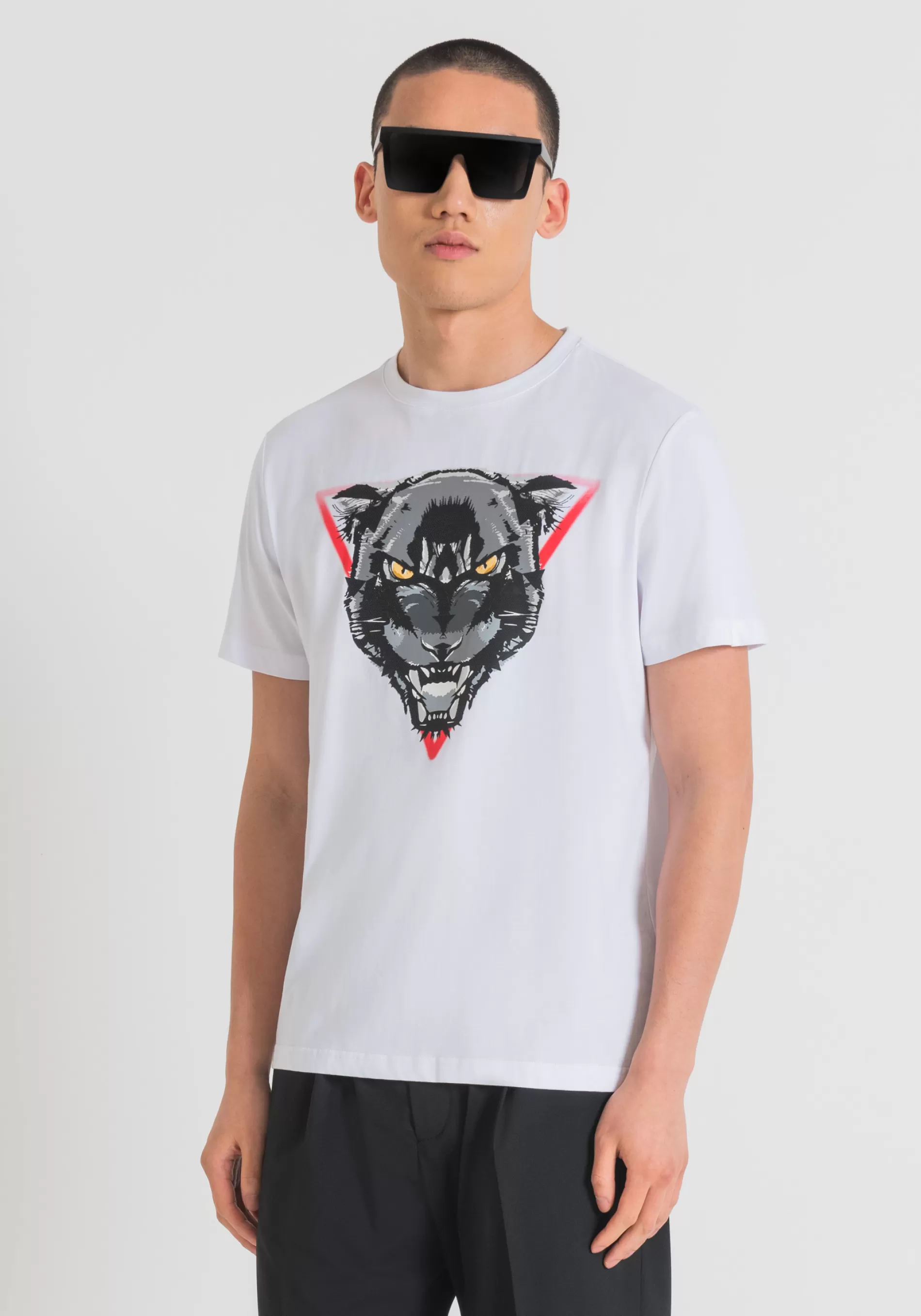 Fashion REGULAR FIT T-SHIRT IN COTTON JERSEY WITH WOLF PRINT T-shirts and Polo