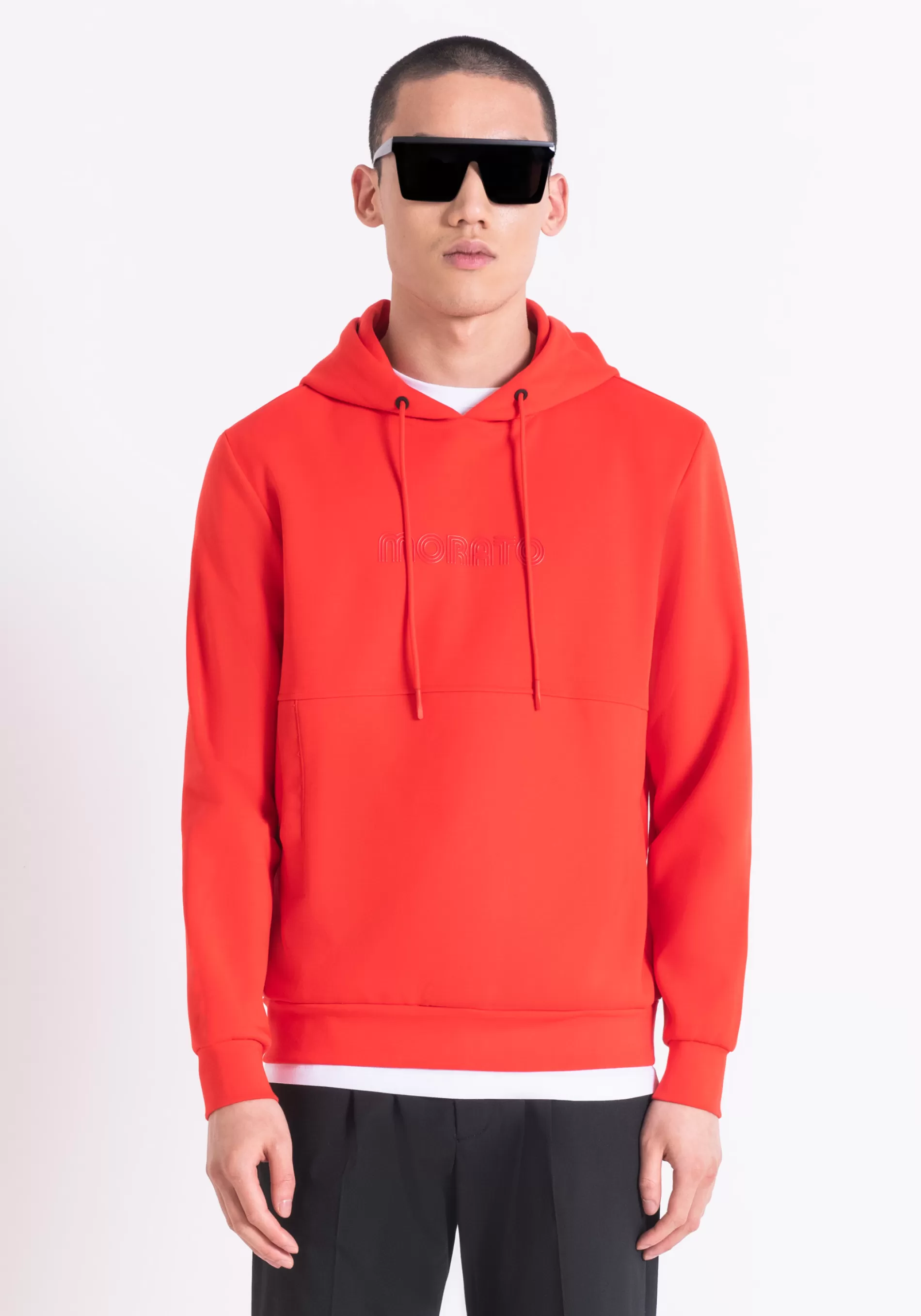 Cheap RELAXED FIT COTTON BLEND HOODIE WITH EMBOSSED LOGO Sweatshirts
