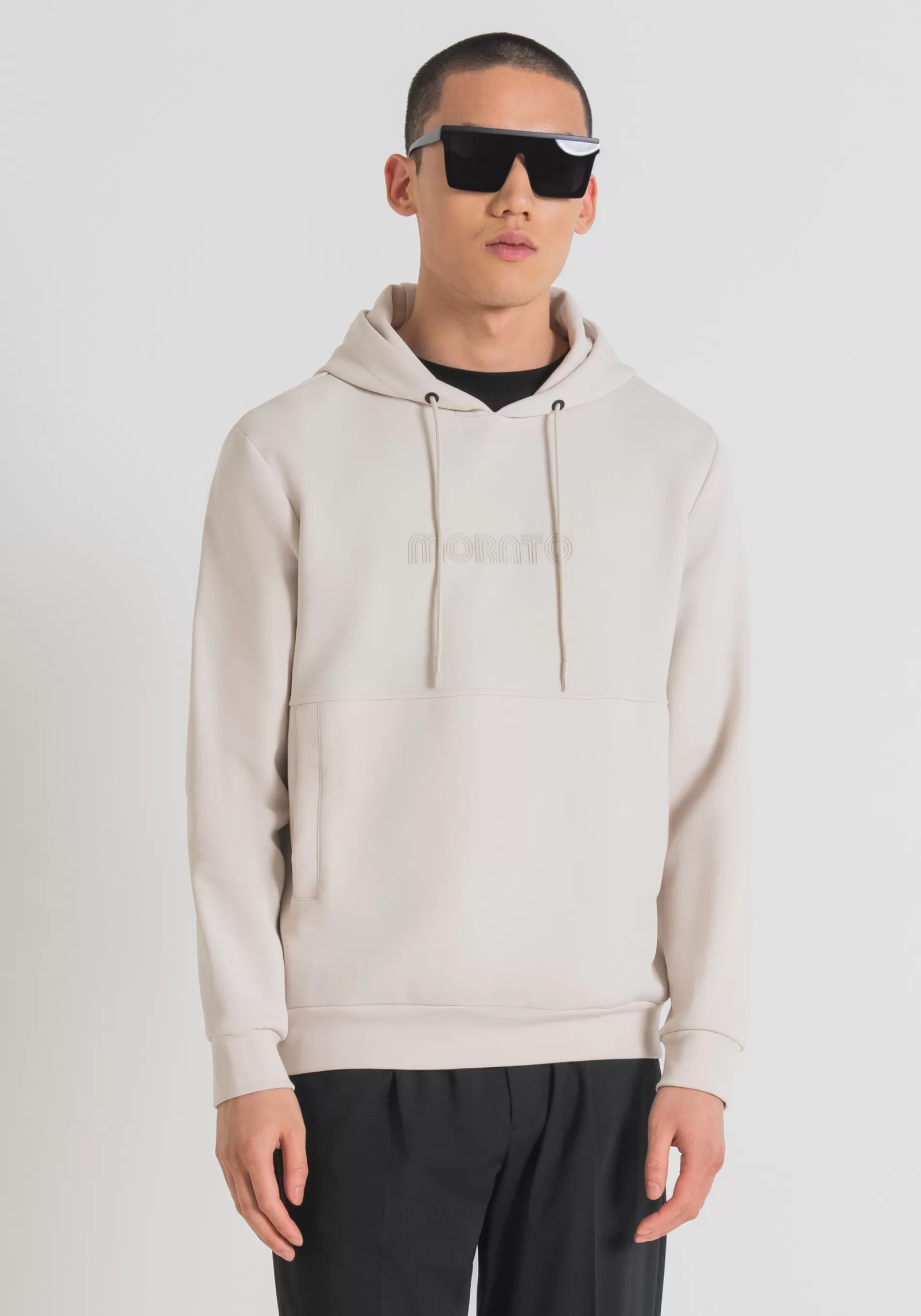 Shop RELAXED FIT COTTON BLEND HOODIE WITH EMBOSSED LOGO Sweatshirts