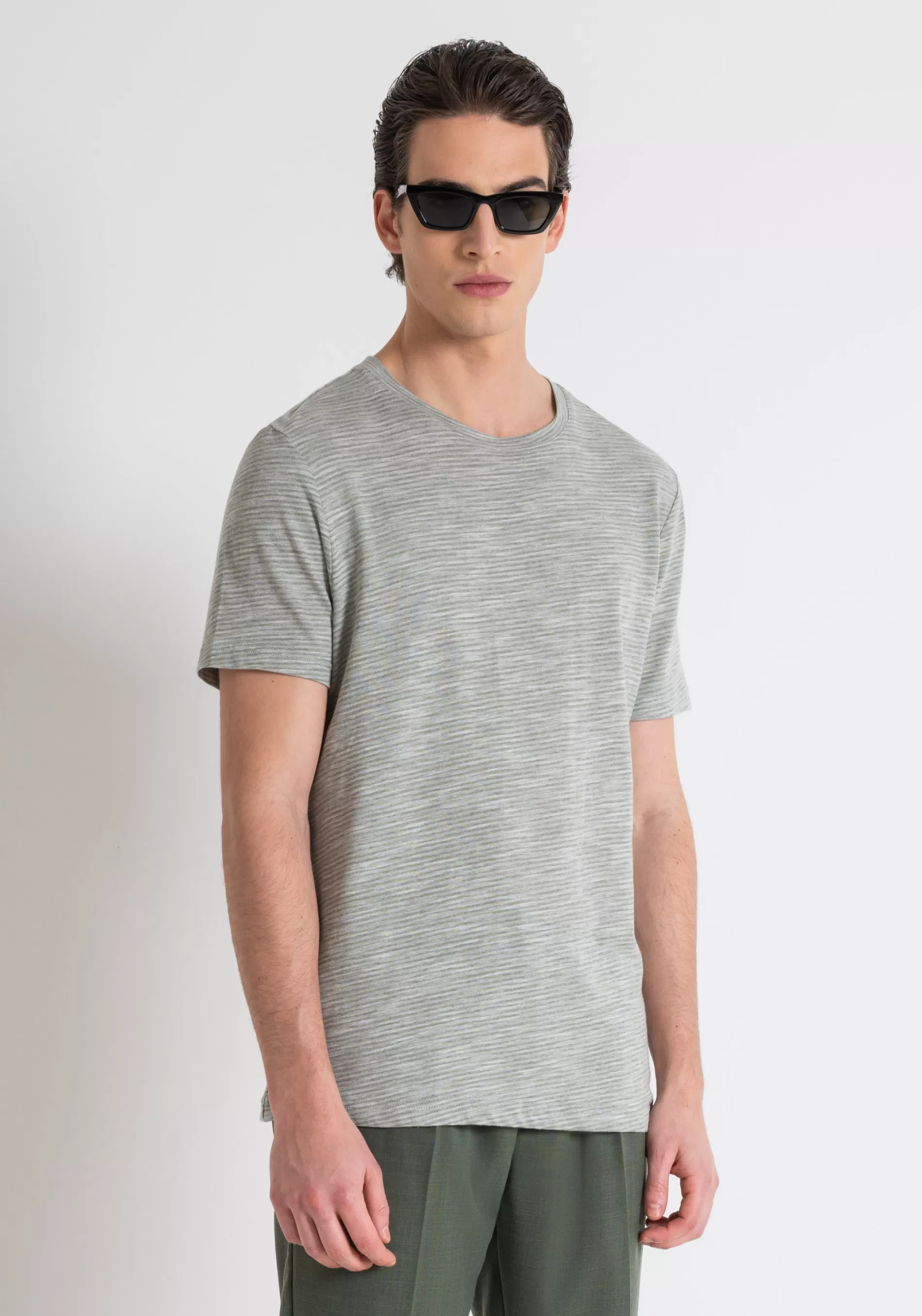 New RELAXED FIT FLAMED STRUCTURED COTTON T-SHIRT T-shirts and Polo