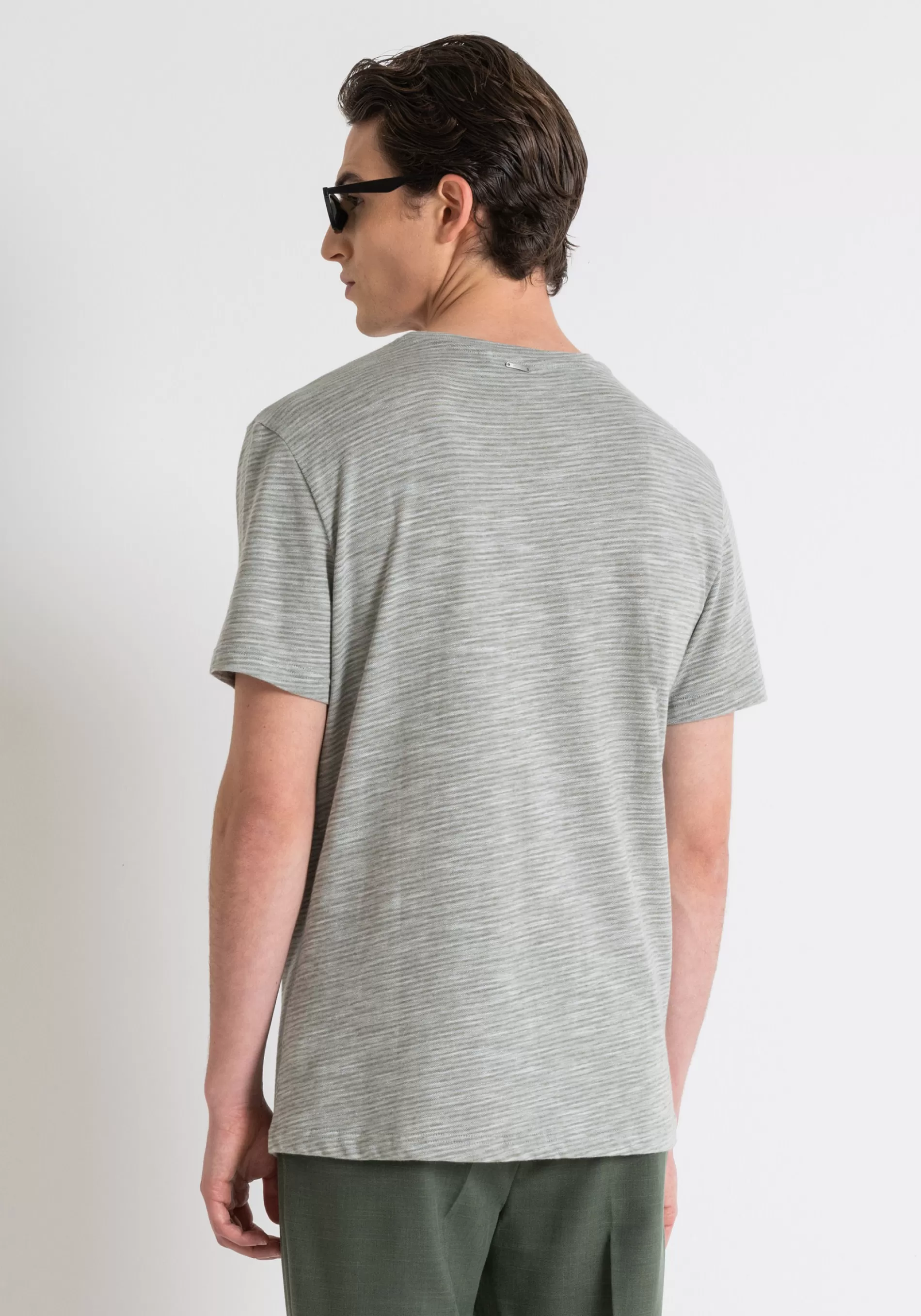 New RELAXED FIT FLAMED STRUCTURED COTTON T-SHIRT T-shirts and Polo