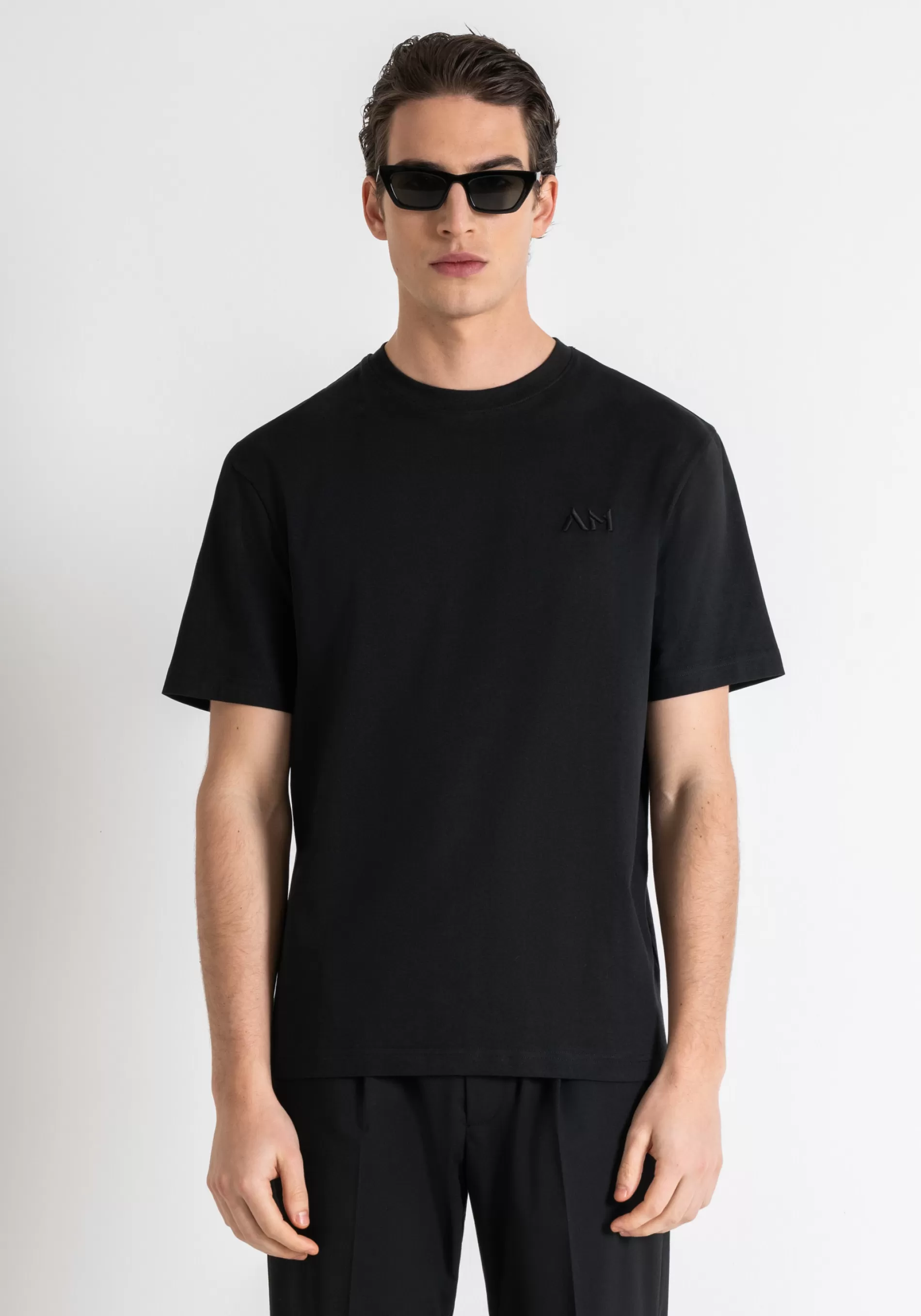 Shop RELAXED FIT T-SHIRT IN COTTON WITH EMBROIDERED LOGO T-shirts and Polo