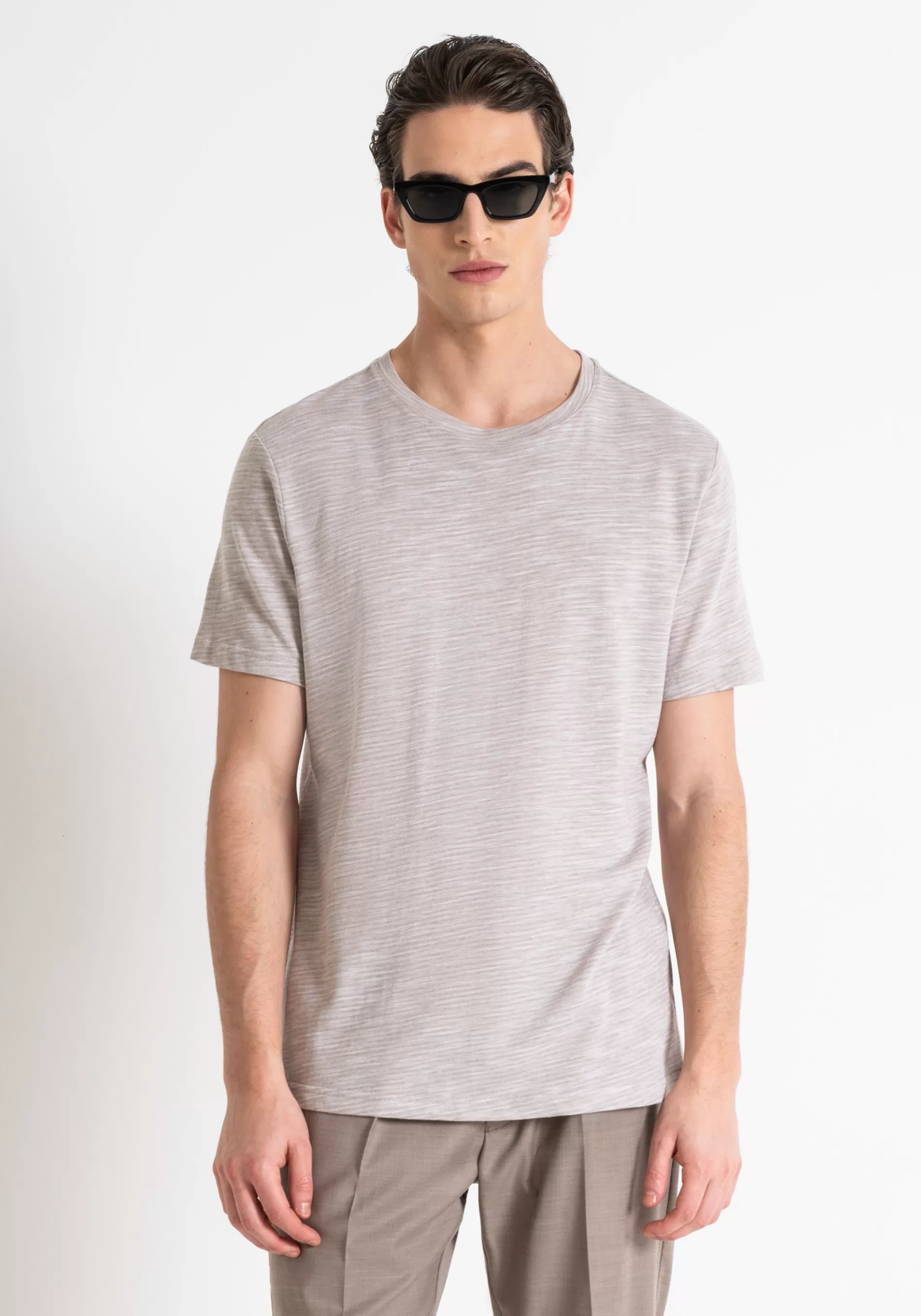 Hot RELAXED FIT T-SHIRT IN STRUCTURED FLAME EFFECT COTTON T-shirts and Polo