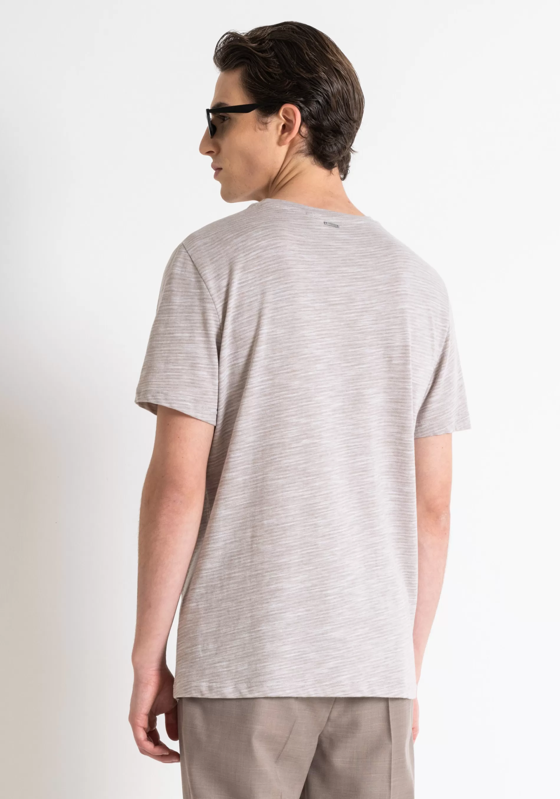 Hot RELAXED FIT T-SHIRT IN STRUCTURED FLAME EFFECT COTTON T-shirts and Polo