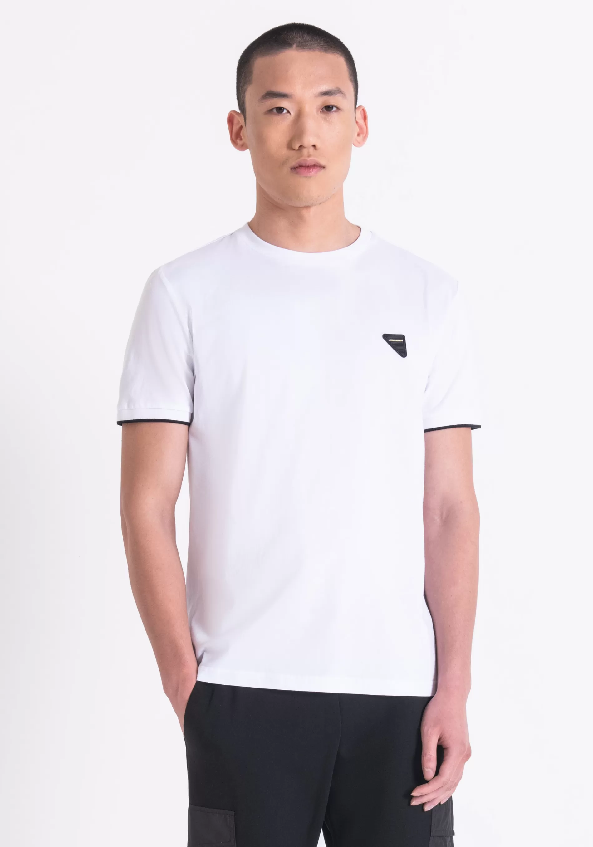 Shop SLIM FIT COTTON T-SHIRT WITH LOGO PATCH T-shirts and Polo