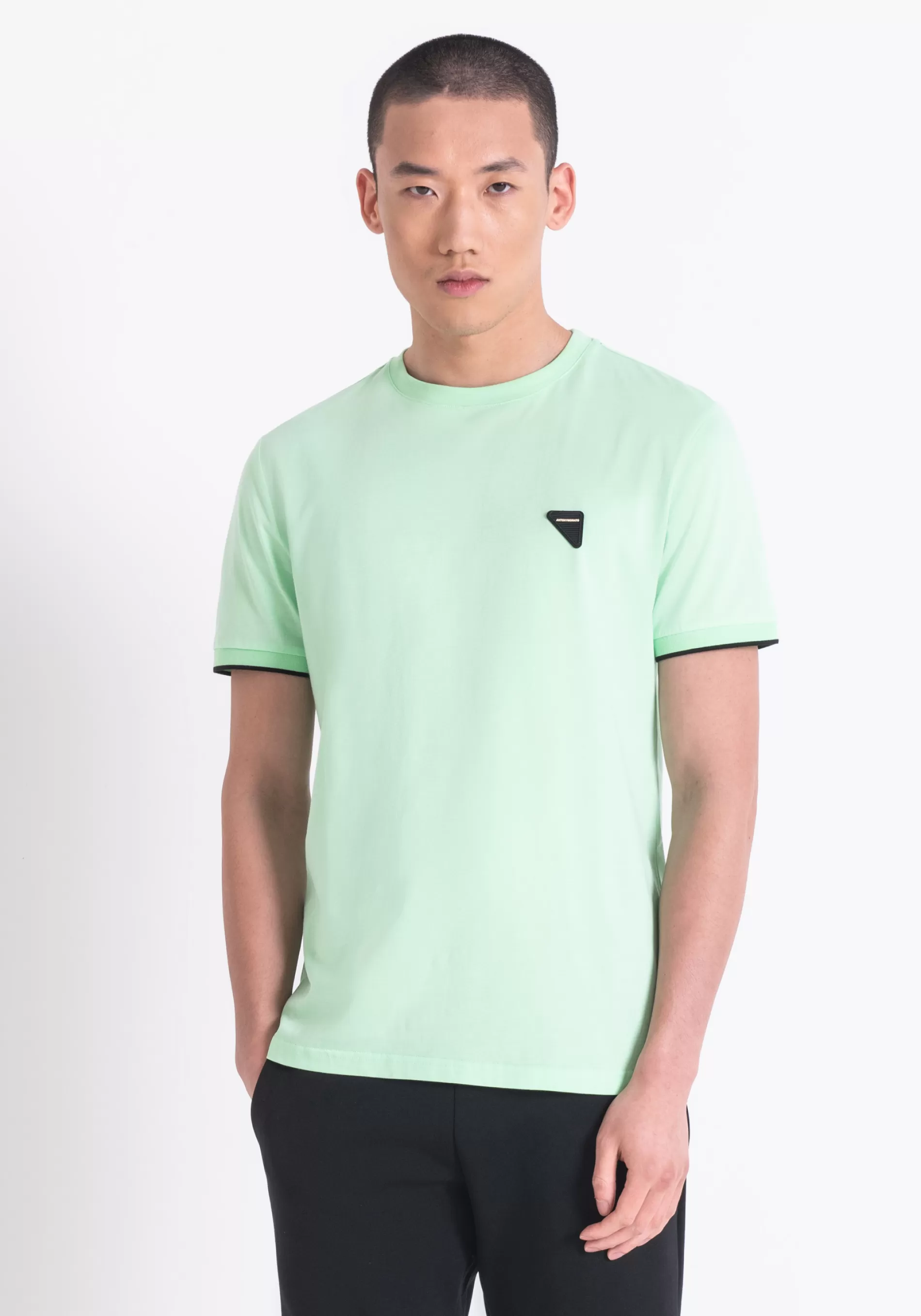 Cheap SLIM FIT COTTON T-SHIRT WITH LOGO PATCH T-shirts and Polo