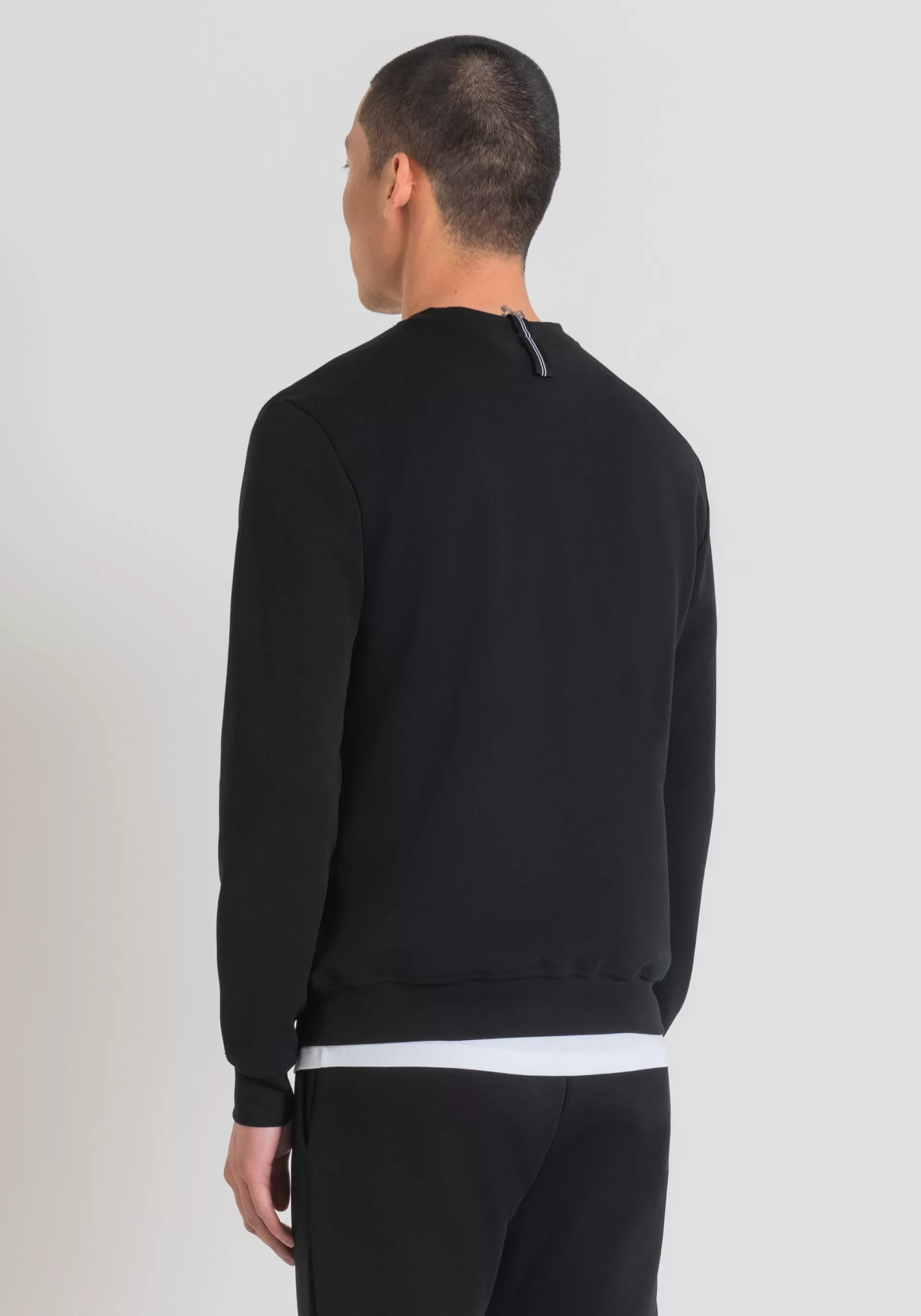 Hot SLIM FIT CREW-NECK SWEATSHIRT IN COTTON BLEND FABRIC WITH LOGO PLAQUE Sweatshirts