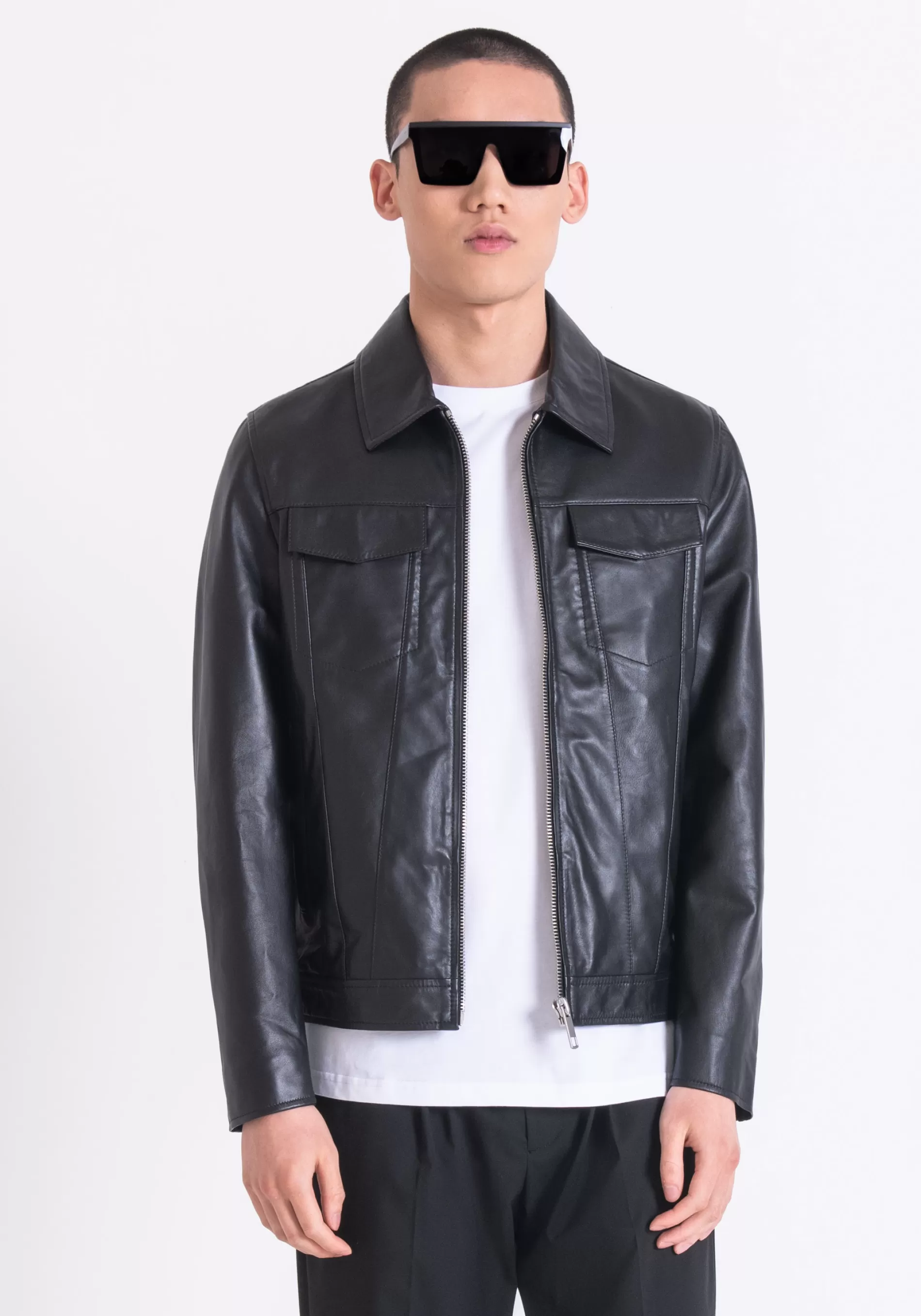 Hot SLIM FIT JACKET IN GENUINE LEATHER Field Jackets and Coats