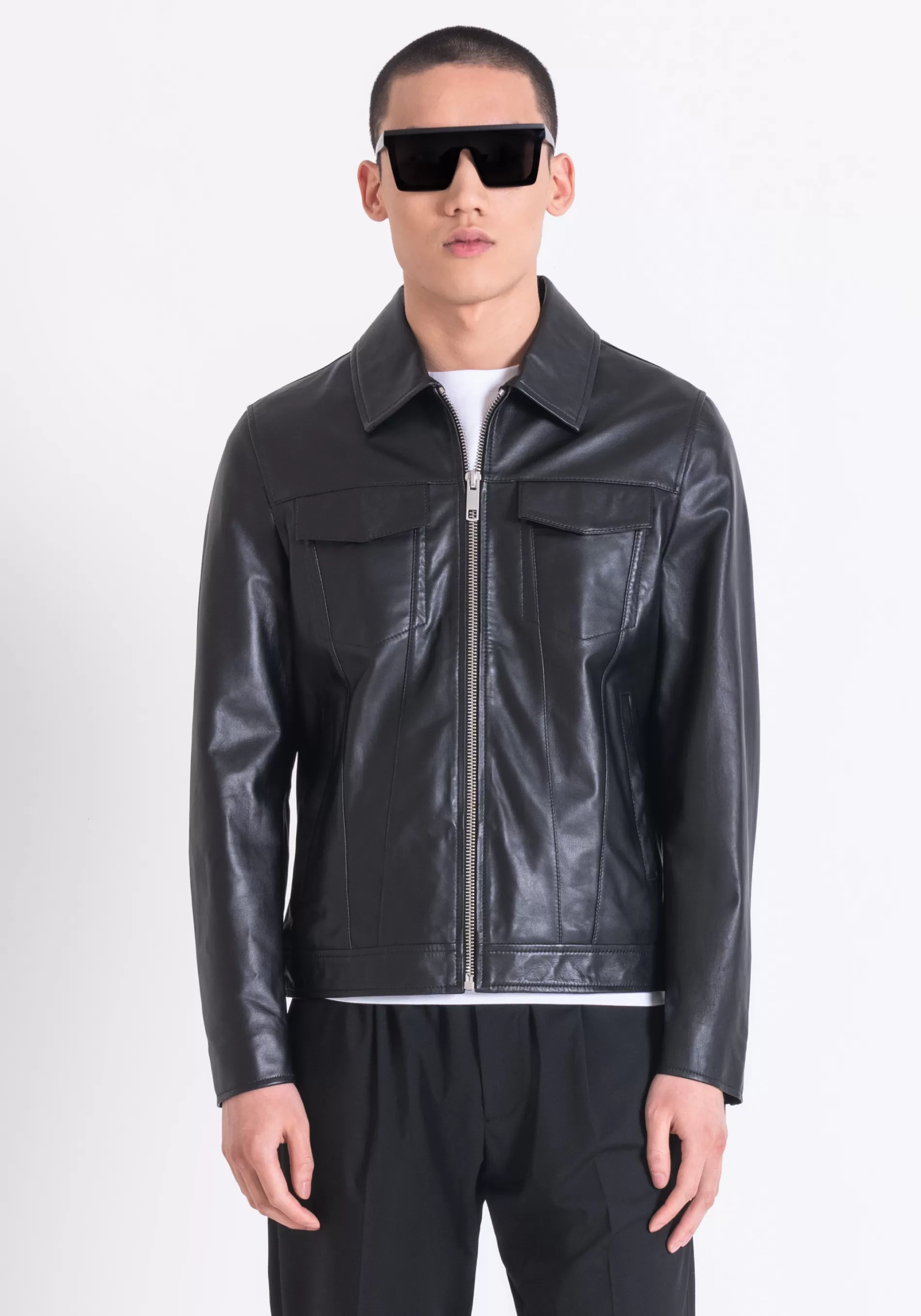 Hot SLIM FIT JACKET IN GENUINE LEATHER Field Jackets and Coats