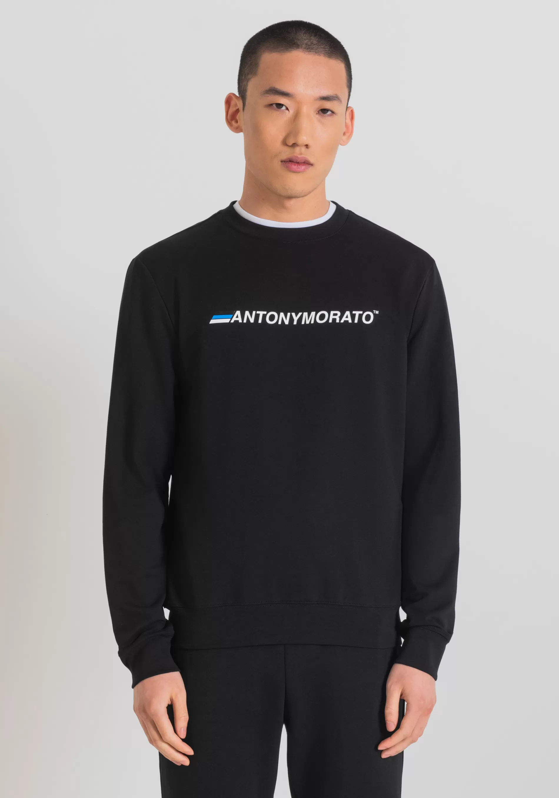 New SLIM FIT SWEATSHIRT IN STRETCH COTTON WITH LOGO PRINT Sweatshirts