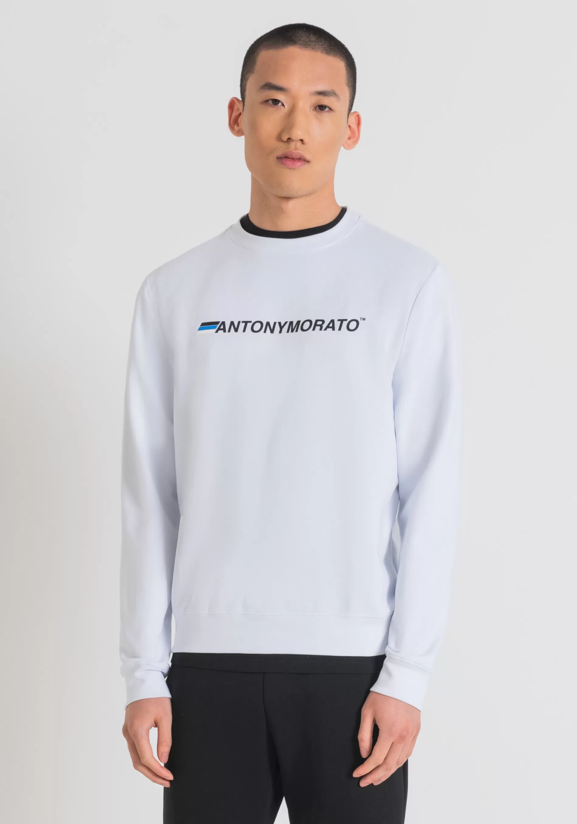 Cheap SLIM FIT SWEATSHIRT IN STRETCH COTTON WITH LOGO PRINT Sweatshirts