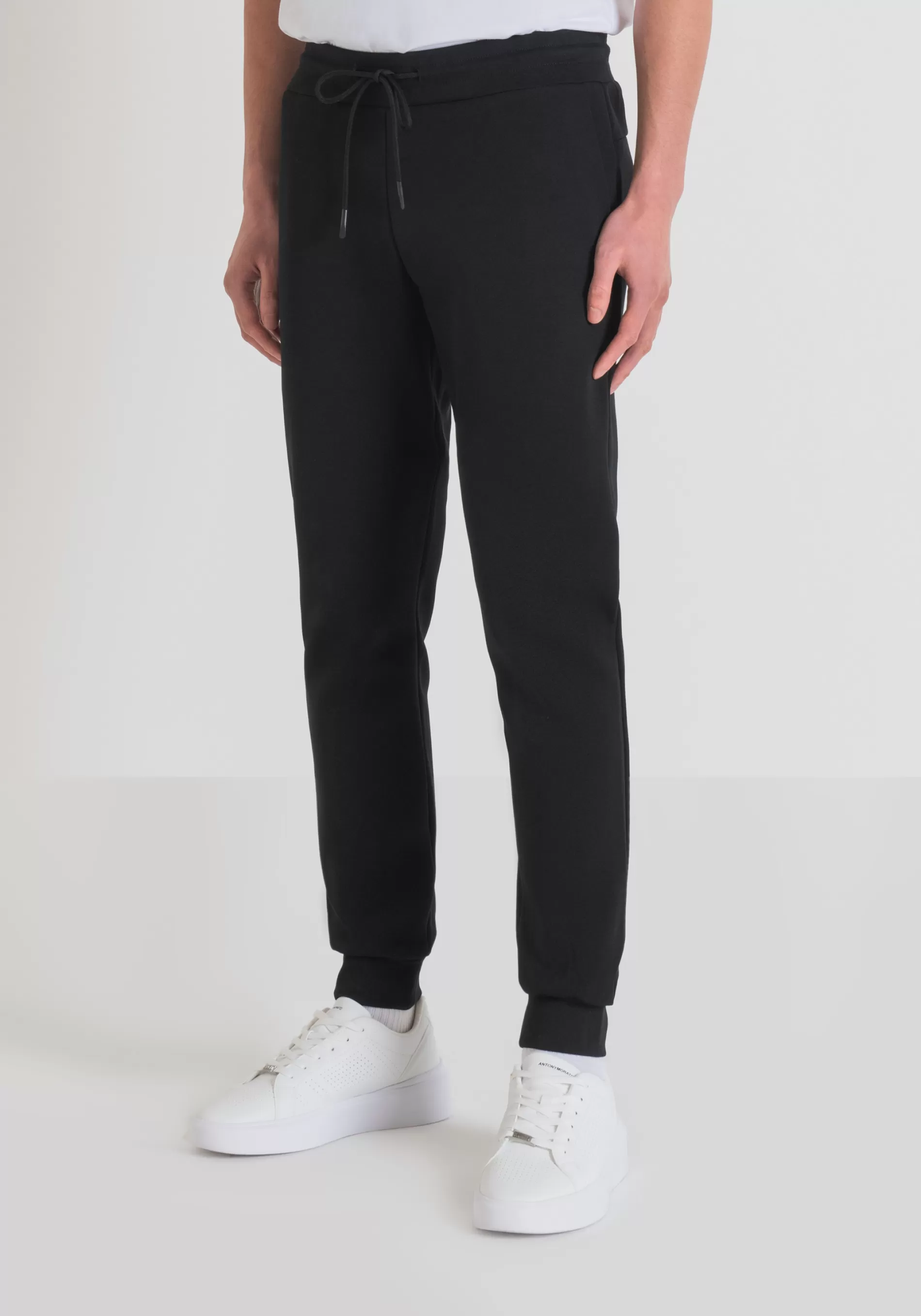 Cheap SLIM FIT TROUSERS IN SOLID-COLOUR COTTON BLEND FABRIC Trousers