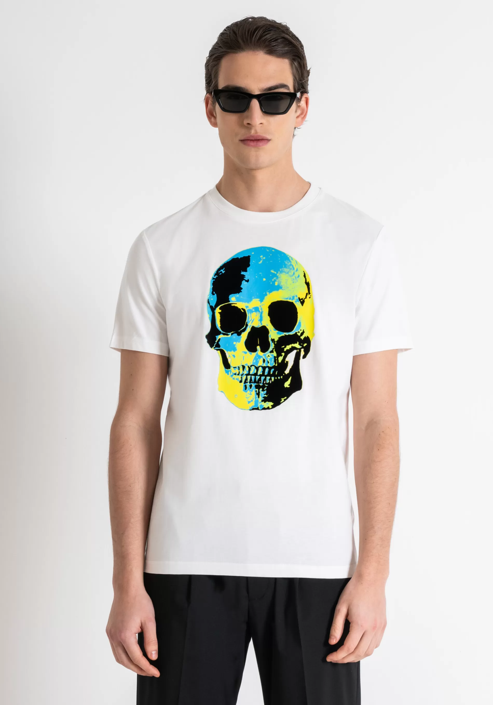 Best SLIM FIT T-SHIRT IN COTTON WITH SKULL PRINT T-shirts and Polo