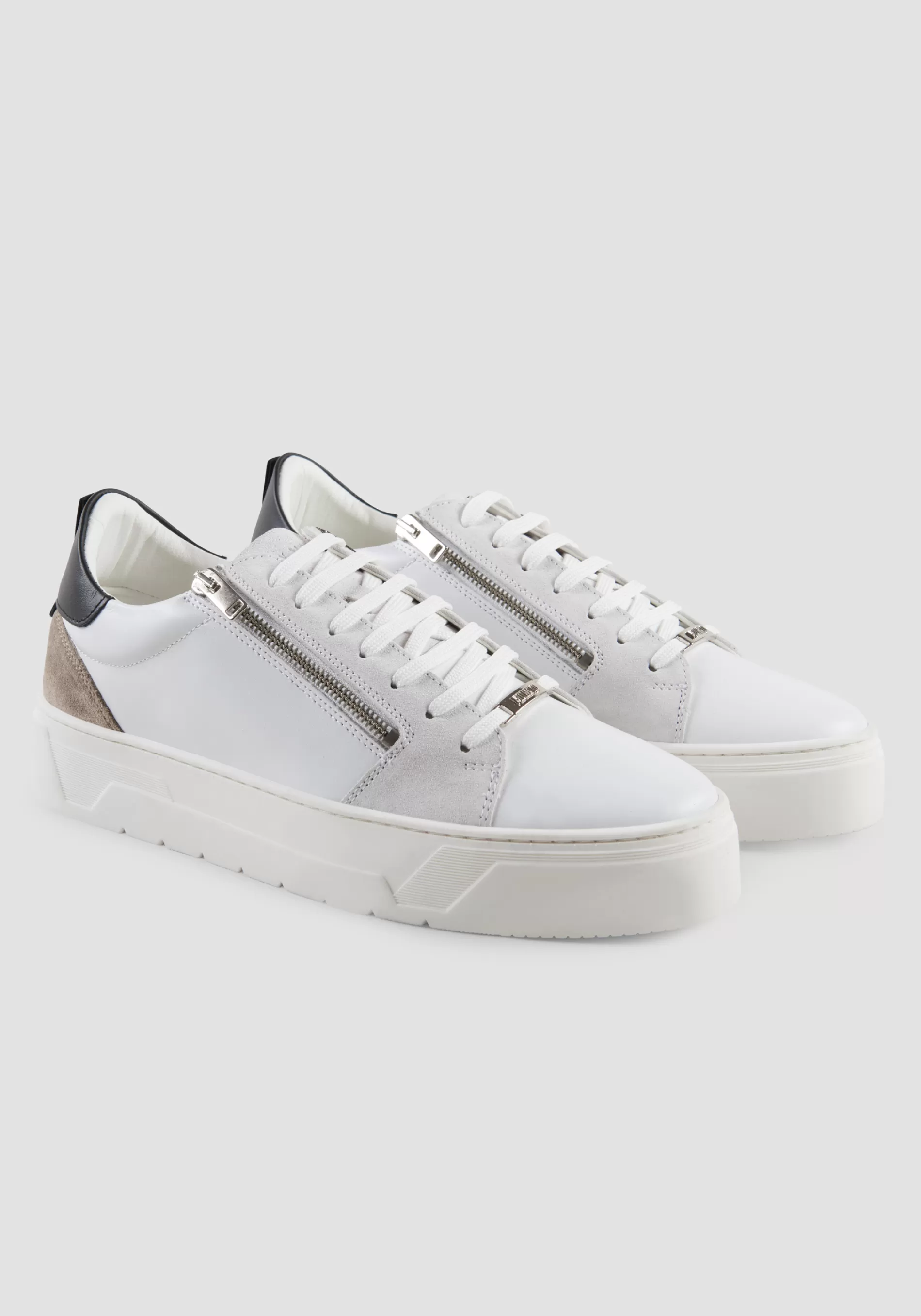 Fashion ZIPPER MIX LEATHER SNEAKER Sneakers